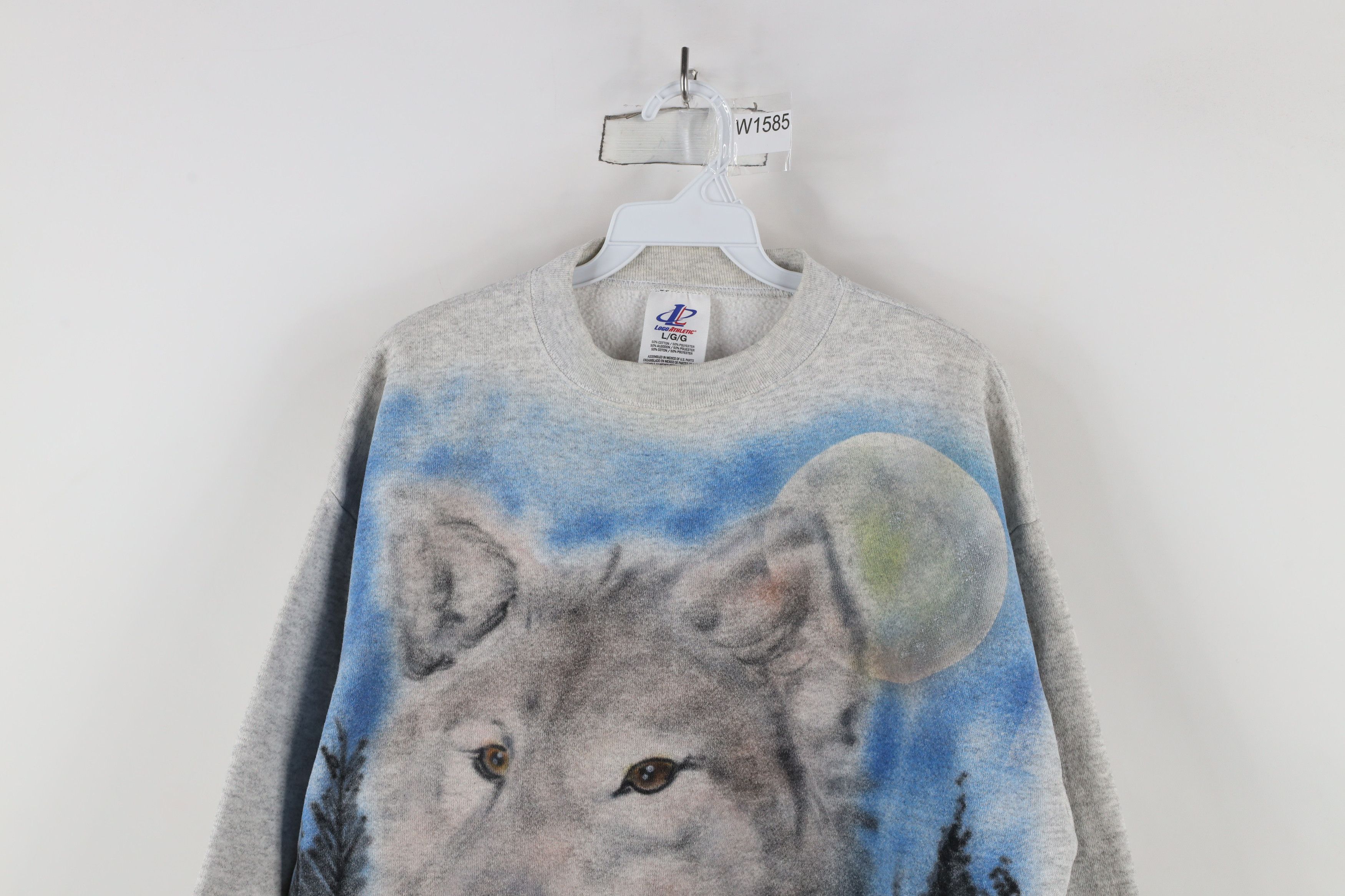 Vintage Vintage 90s Streetwear Brush Wolf Crewneck Sweatshirt Gray Size US L / EU 52-54 / 3 - 2 Thumbnail