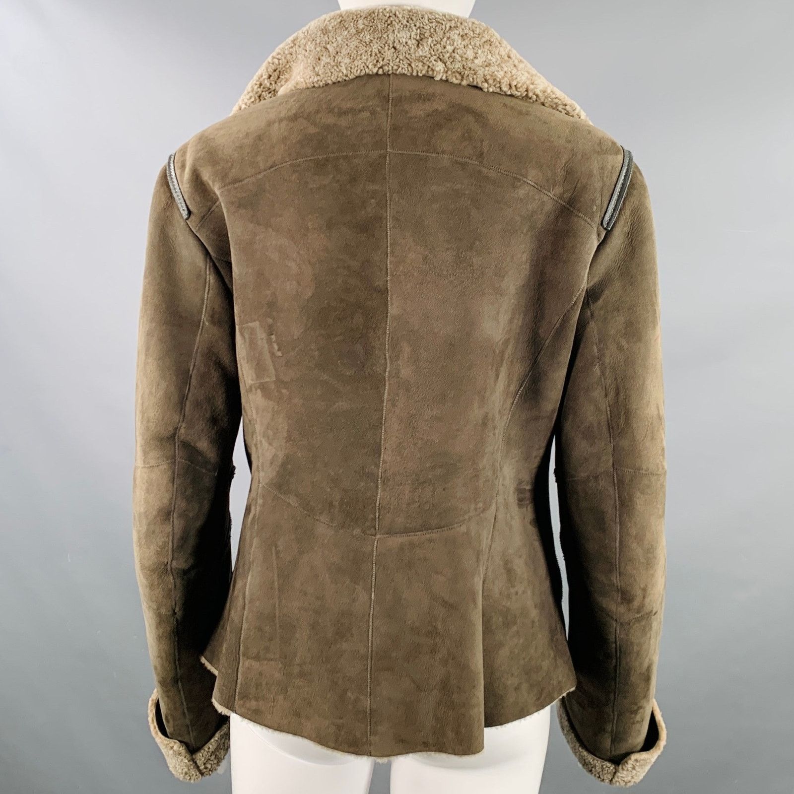 Gerard Darel GERARD DAREL Grey Taupe Sheepskin Shearling Double Zipper Size XS / US 0-2 / IT 36-38 - 4 Thumbnail