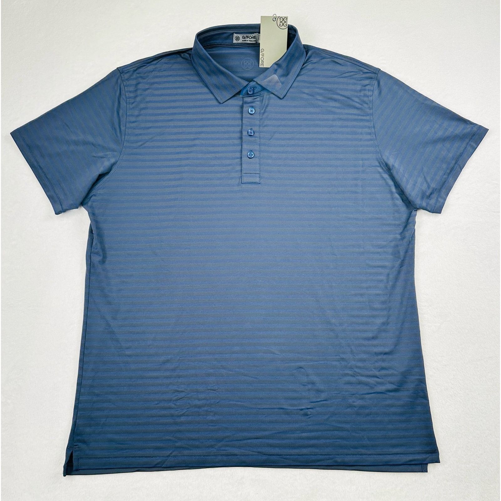 G/FORE G/Fore Men's XL Dark Blue Stripe Tech Pique Golf Polo Shirt Size US XL / EU 56 / 4 - 4 Thumbnail