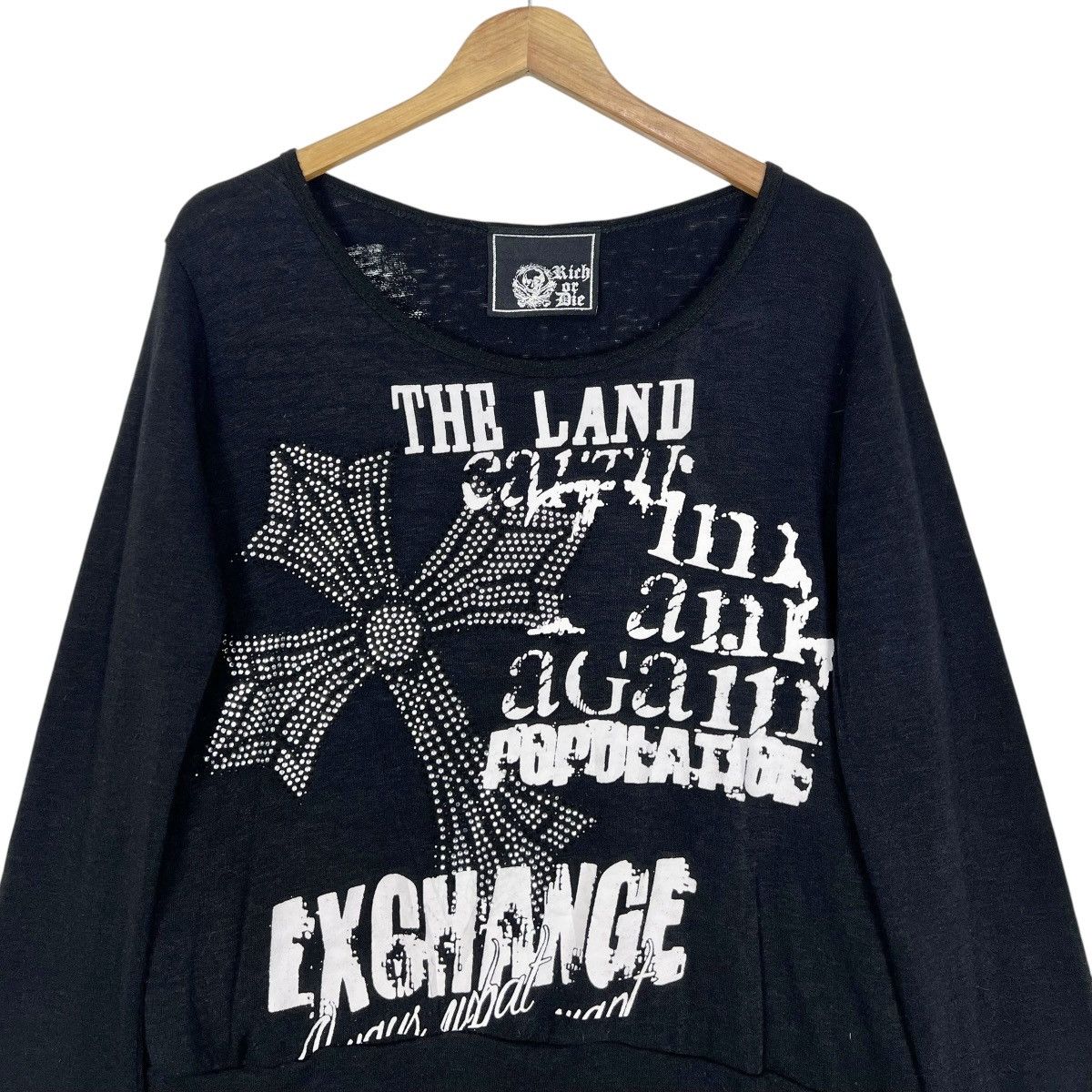 Japanese Brand Rich or Die Chrome Hearts Cross Inspired Long Sleeve Tee Size M / US 6-8 / IT 42-44 - 3 Thumbnail