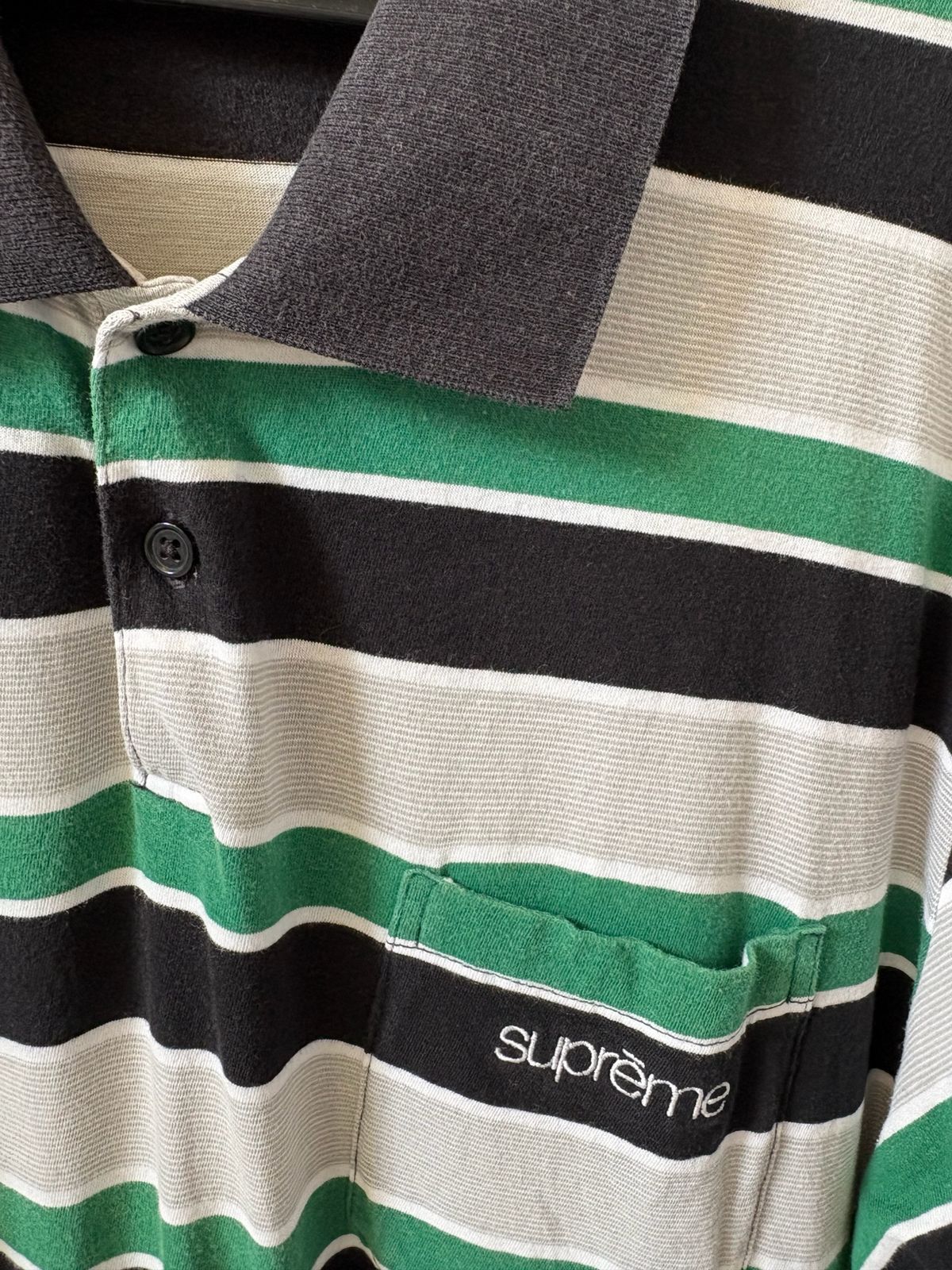 Supreme Classic Logo Stripe Polo Black Men's - SS19