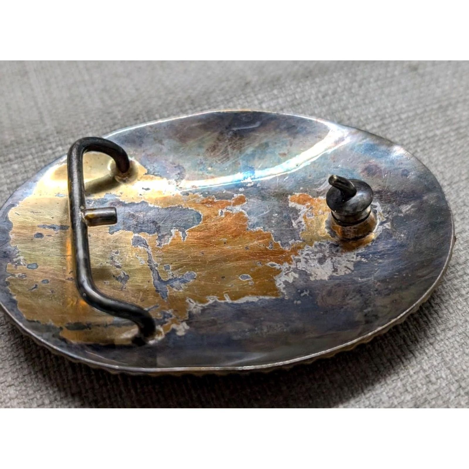 Vintage VINTAGE CRUMRINE Belt Buckle "B" heavy silver plate BRONZE sterling WESTERN Mens Size ONE SIZE - 6 Thumbnail