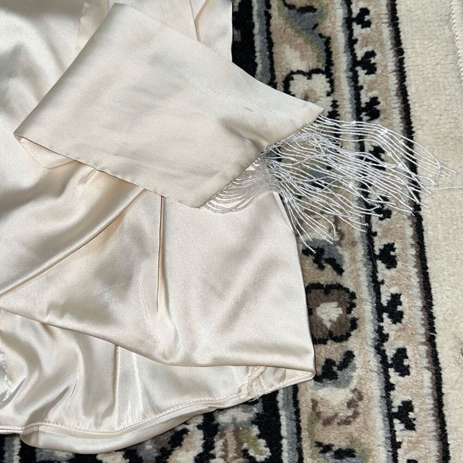 Other Oh Polly Halter Top Cream Satin Feel Dress | Sz 4 Size S / US 4 / IT 40 - 3 Thumbnail