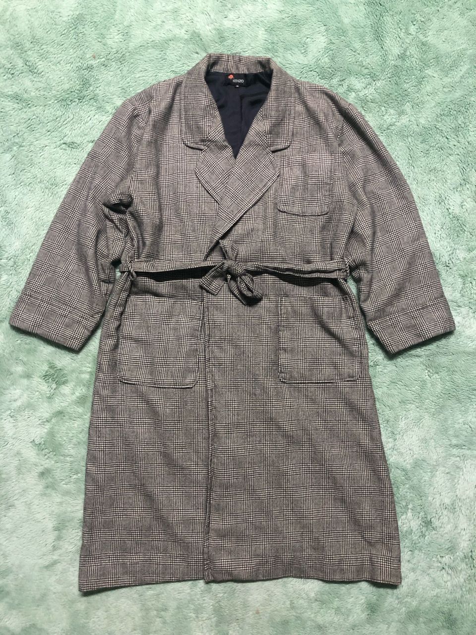 Kenzo VINTAGE KENZO PARIS WOOL ROBE TIE BELTS CHECKED LONG COAT Size US M / EU 48-50 / 2 - 1 Thumbnail