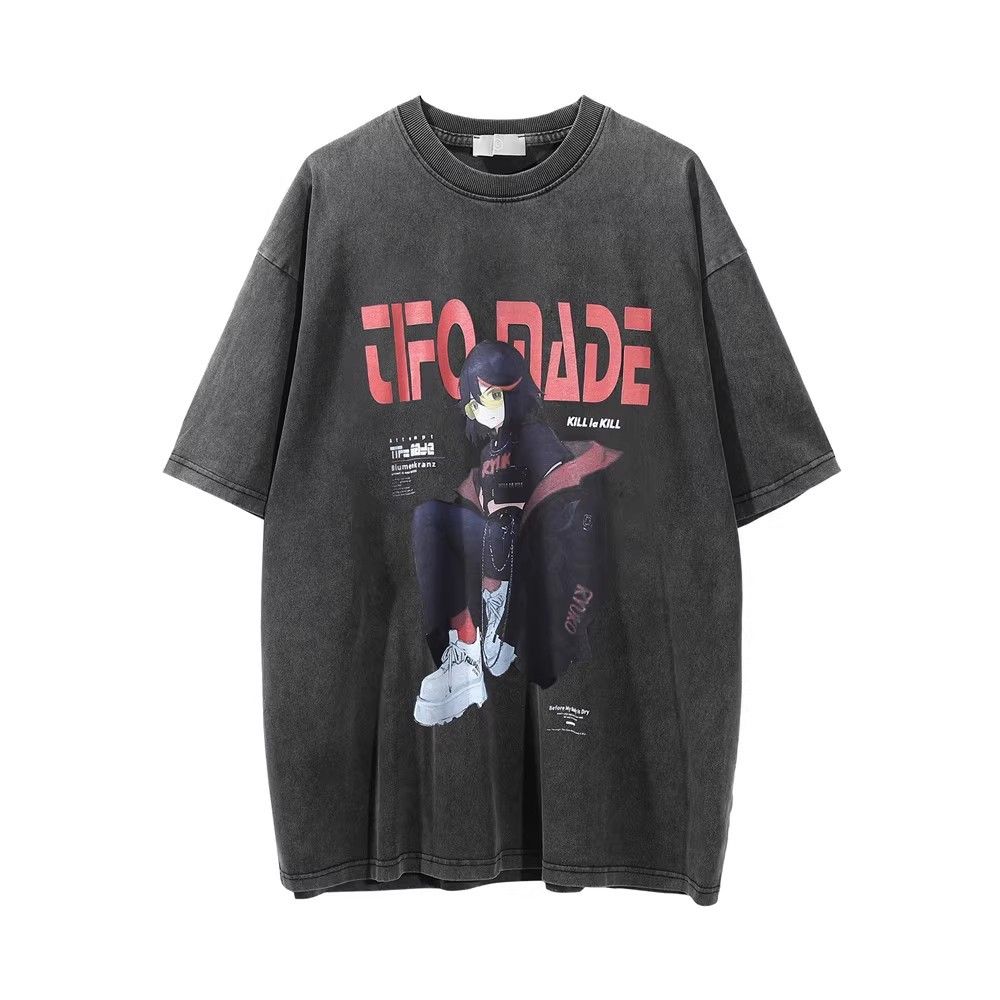 Band Tees × Vintage Men's Loose Casual Distressed Washed Anime Printed T-shirt Size US L / EU 52-54 / 3 - 1 Thumbnail