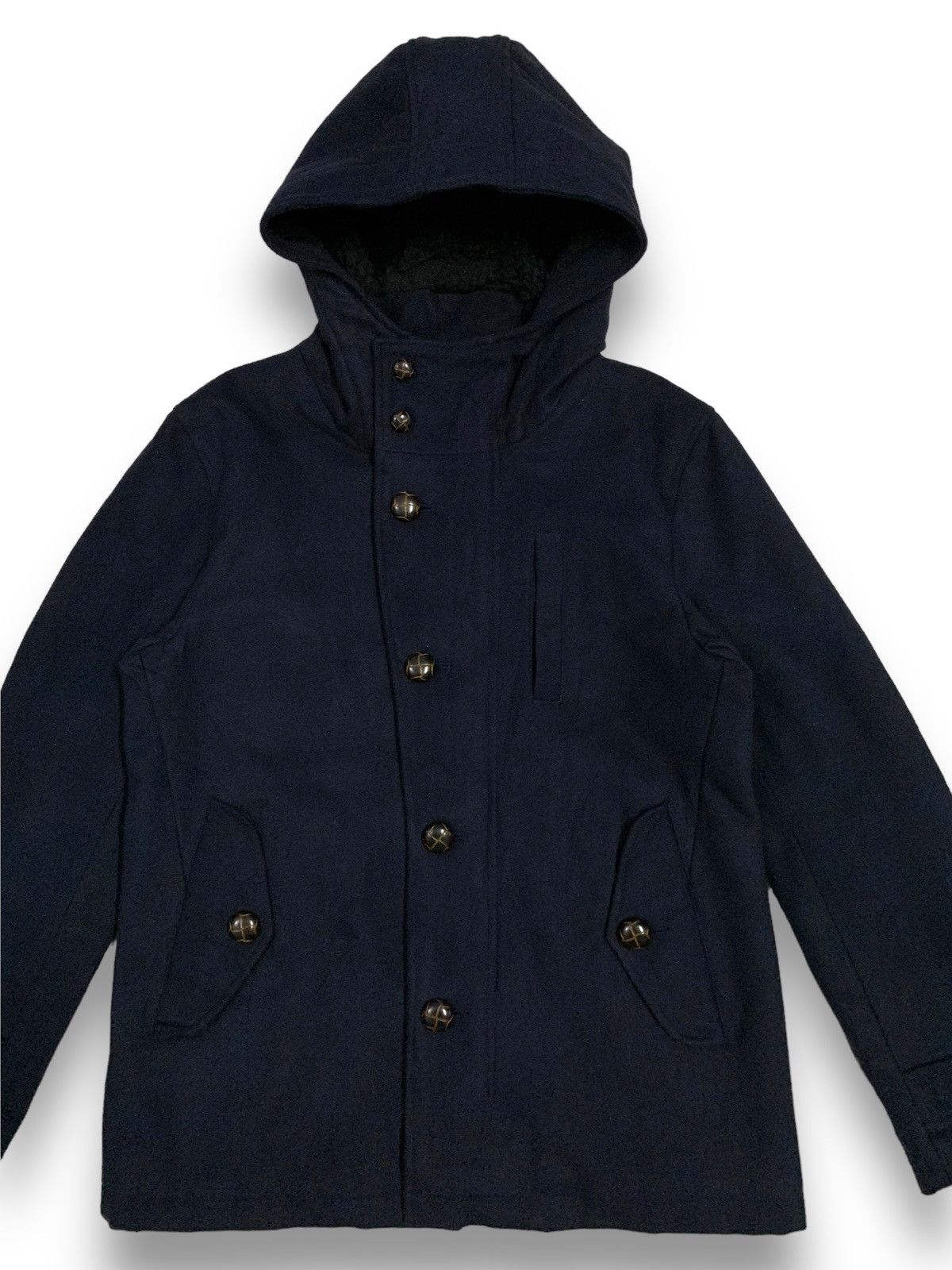 Japanese Brand Japanese Brand ADPOSION Wool Blend Navy Hooded Jacket Size US M / EU 48-50 / 2 - 4 Thumbnail