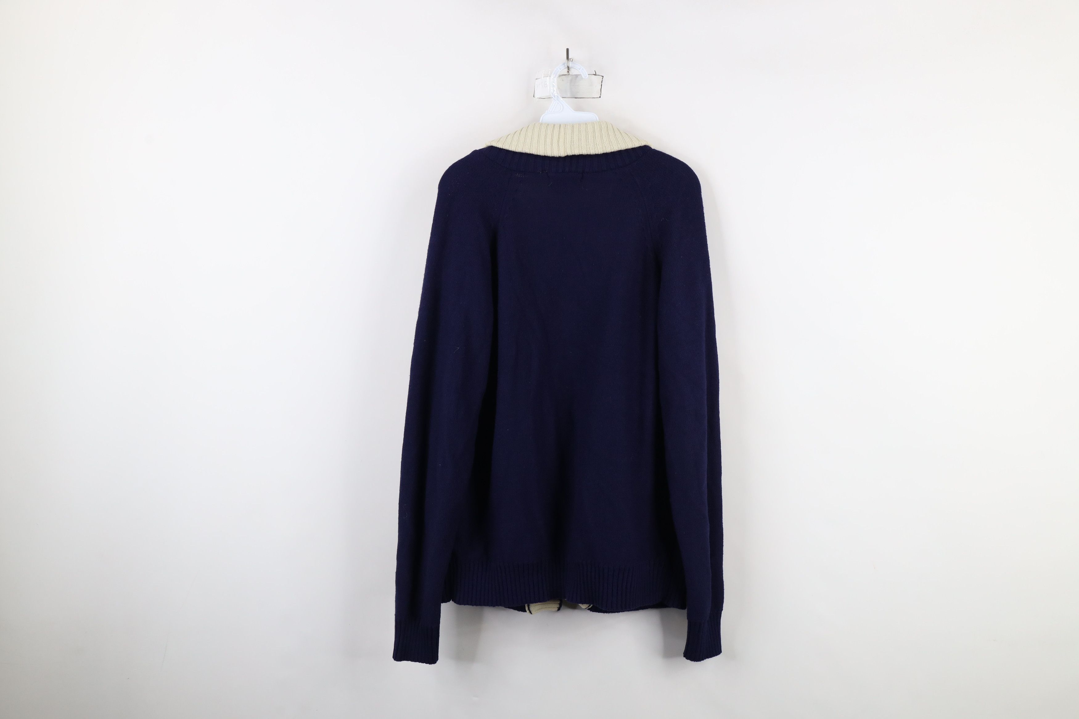 Vintage Vintage 70s Streetwear Shawl Knit Cardigan Sweater Navy Blue Size US XL / EU 56 / 4 - 11 Thumbnail