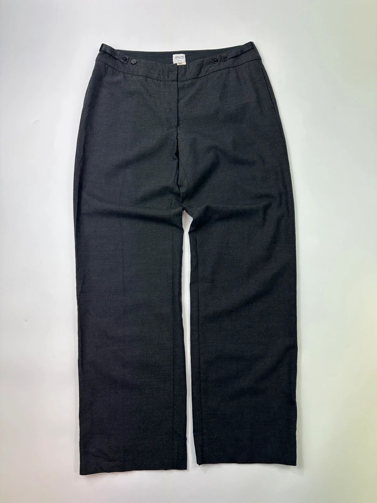 Armani Armani Collezioni FW2004 Dark Grey Wool Class Wide Legs Size US 32 / EU 48 - 1 Thumbnail