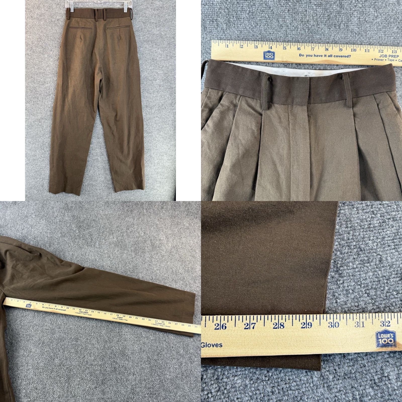 Recto Pants Womens Brown Size S Double Pleated Front Wide-Leg Casual Dress Pants Mens? No, Womens.
