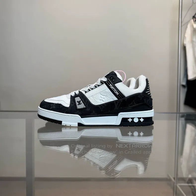 Louis Vuitton Louis Vuitton Trainer Black and White Denim shoes Size US 6 / EU 39 - 8 Thumbnail