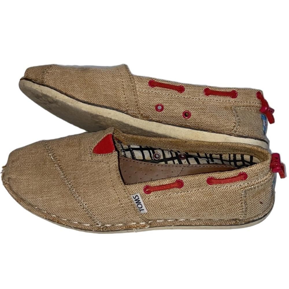 Toms Toms l Burlap Red Drawstring Slip-On Flats Size 8 Size US 8 / IT 38 - 5 Thumbnail