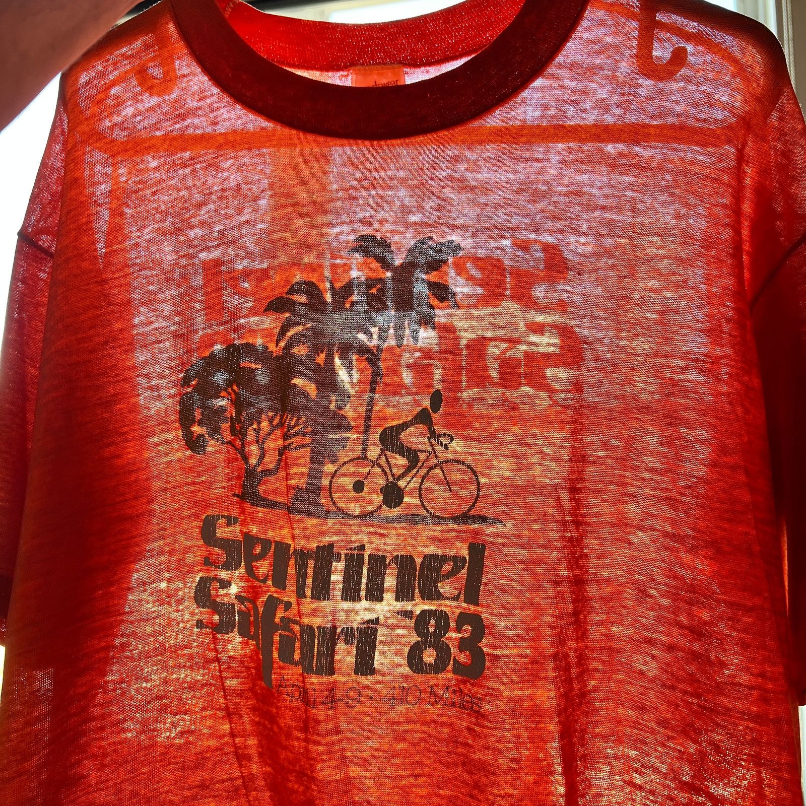 Vintage VTG 80s Sentinel Safari Cycling Paper Thin T-Shirt L 22x27 Size US L / EU 52-54 / 3 - 2 Thumbnail