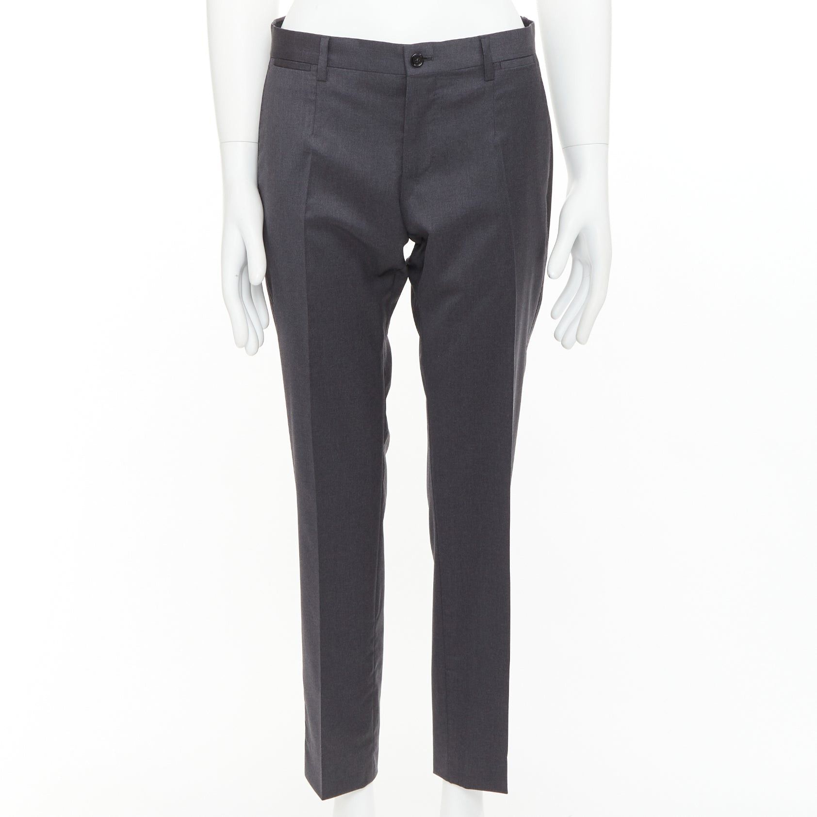 Dolce & Gabbana DOLCE GABBANA grey virgin wool blend mid waist cropped dress trousers IT44 XS Size US 26 / EU 42 - 1 Thumbnail