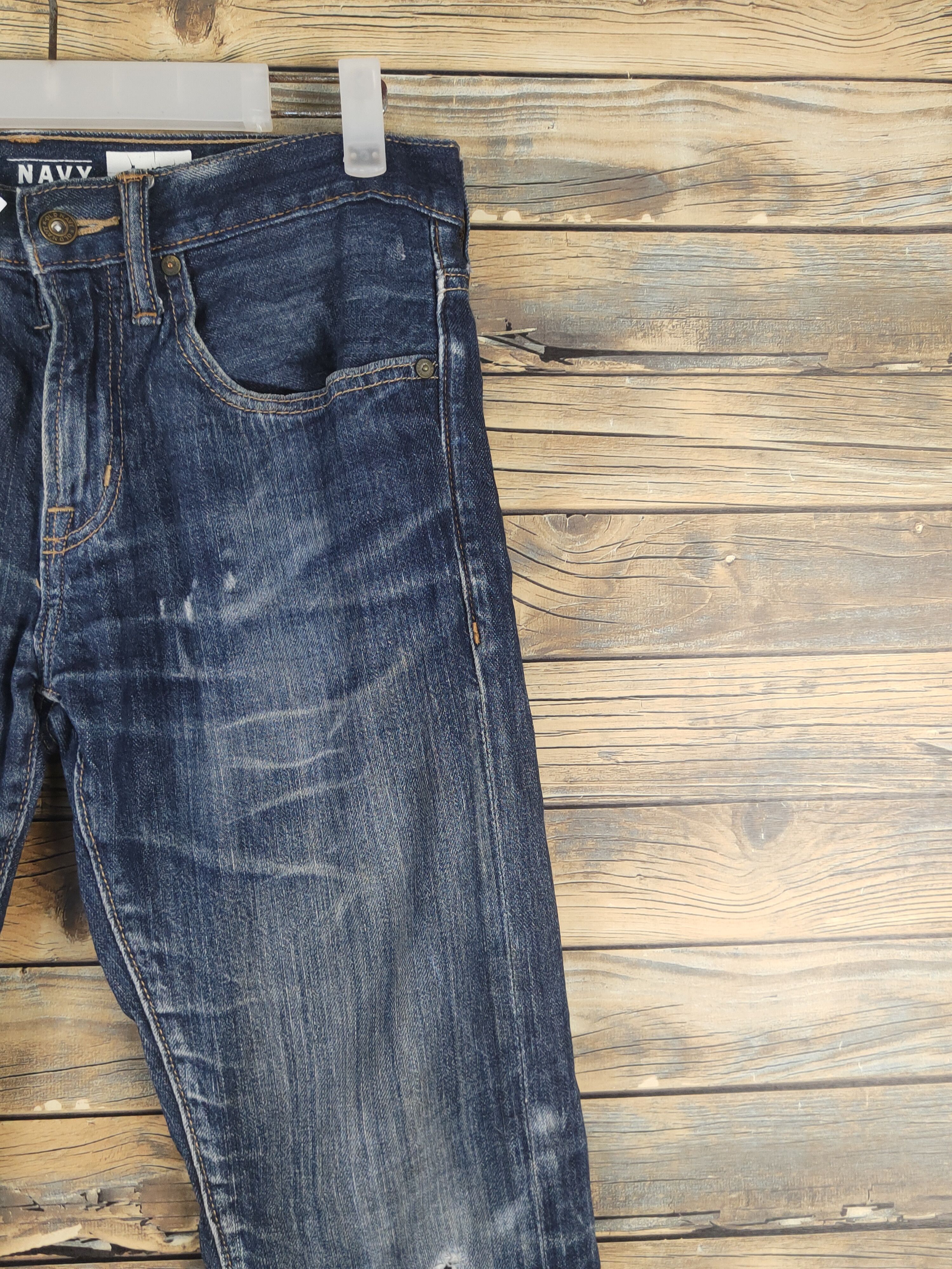 Vintage Old Navy Dark Blue Distressed Ripped Skinny Jeans #W1603 Size US 31 - 5 Thumbnail