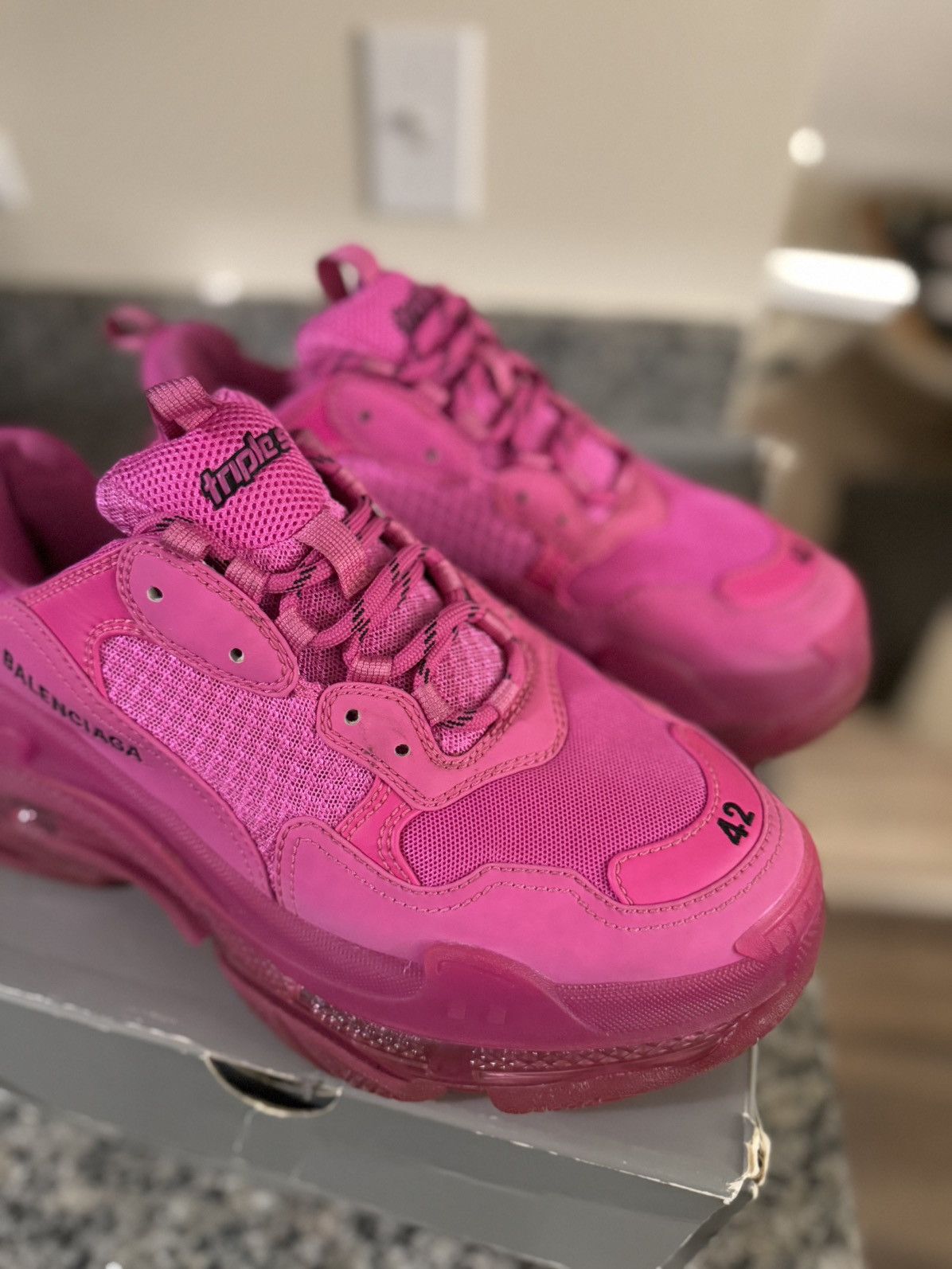 Balenciaga Balenciaga Pink Low Top Triple S 42EU/12US Women Size US 12 / IT 42 - 14 Thumbnail