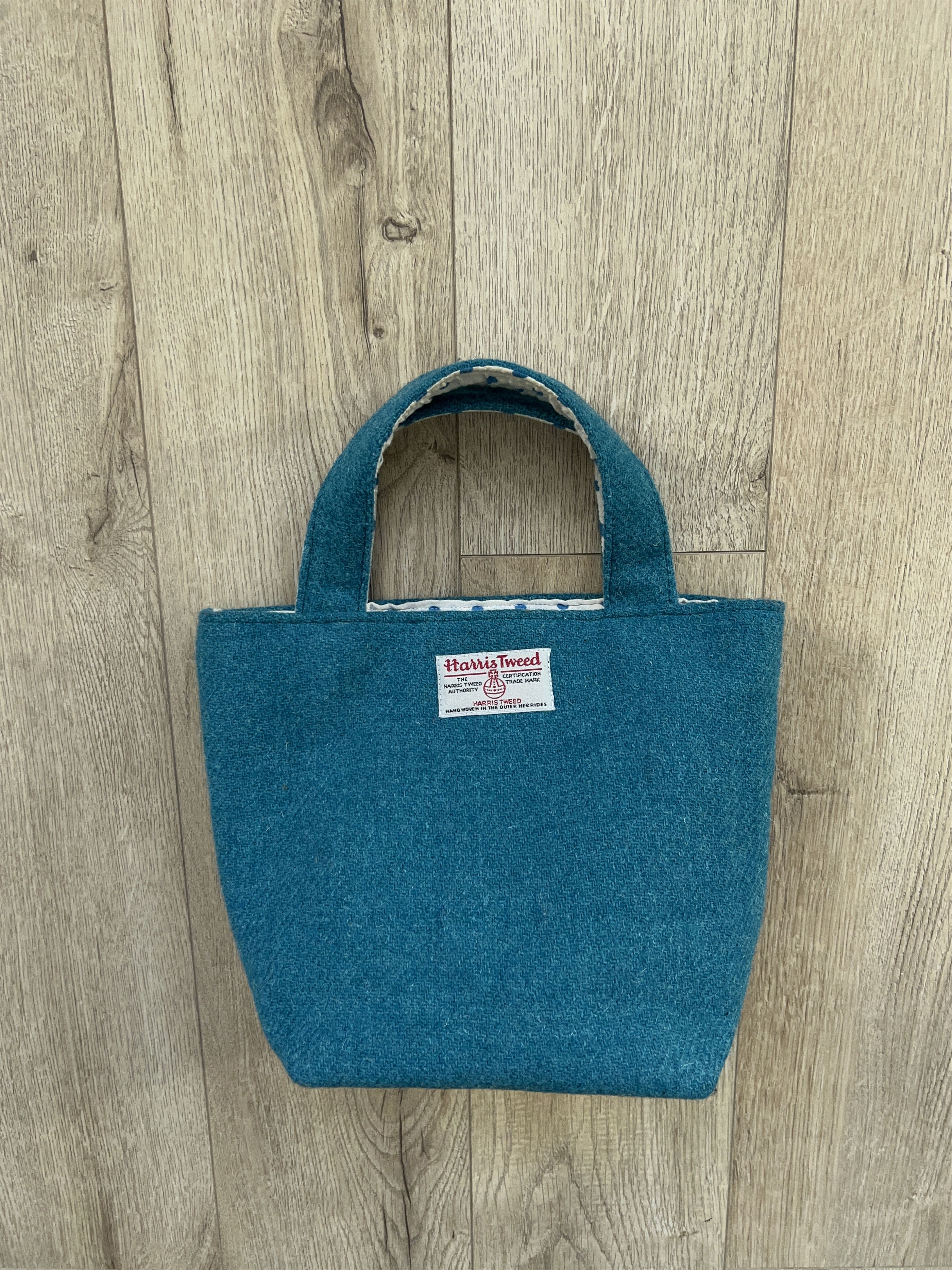 Designer × Harris Tweed Womens Harris Tweed Blue Wool Bag Small Tote Handbag Size ONE SIZE - 1 Thumbnail