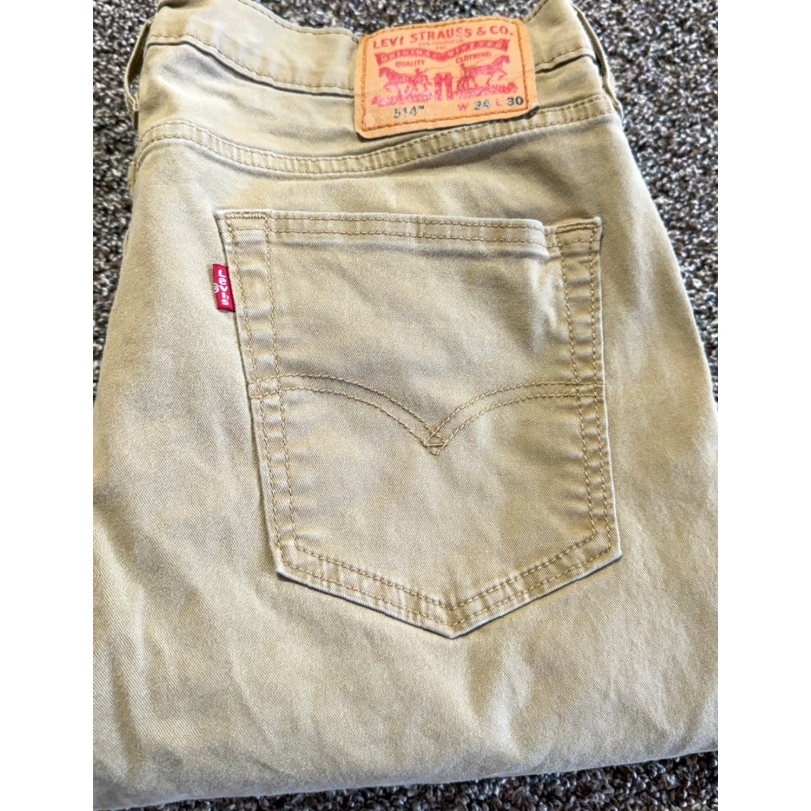 Levi's Levi’s 514 Straight Khakis Mens Pants 34 Beige Cotton Regular 34x30 Stretch Front Flat Front 5-Pocket Jeans Style Size US 34 / EU 50 - 2 Thumbnail