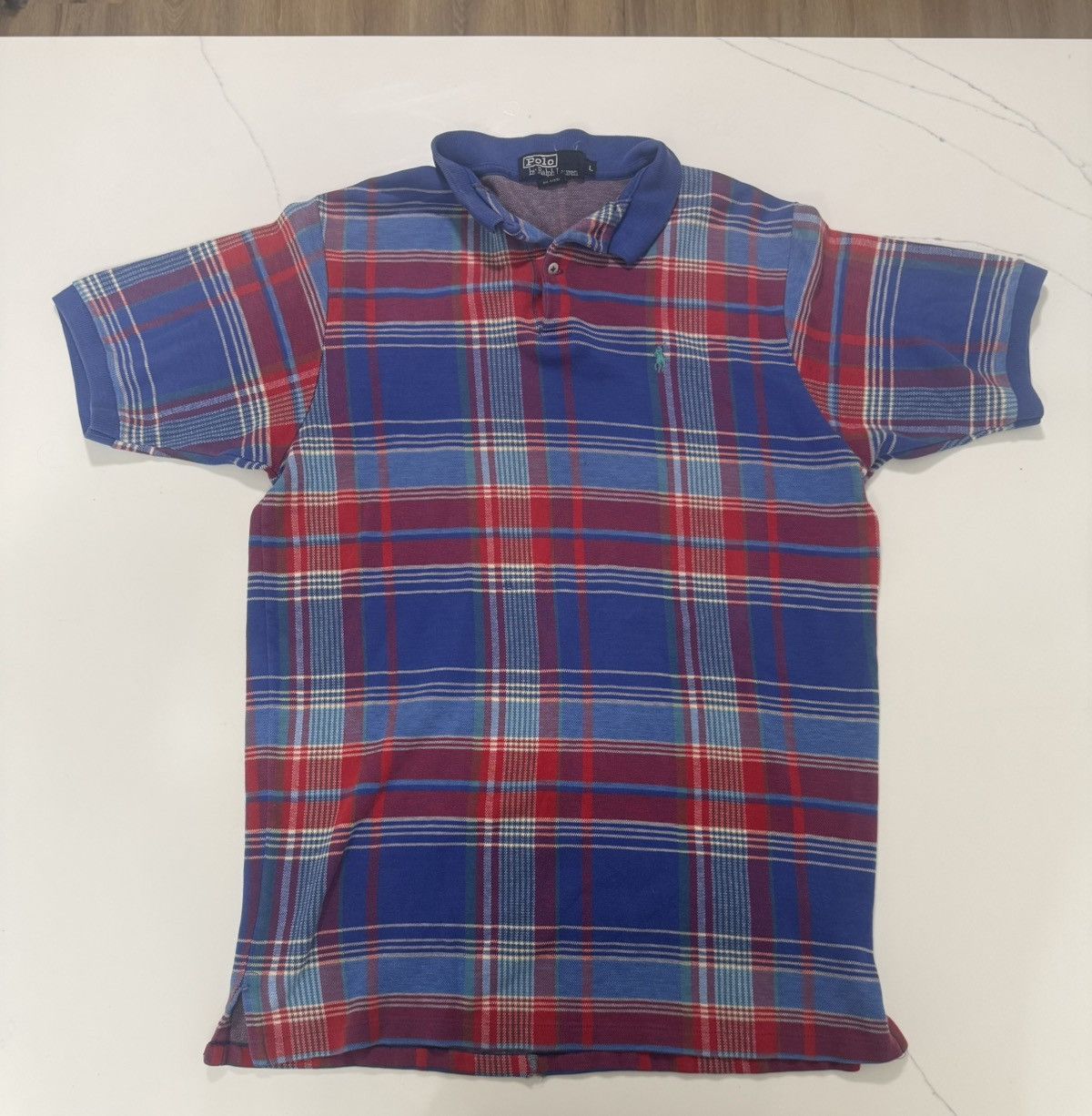 Polo Ralph Lauren Vintage 90s Polo Ralph Lauren Plaid Knit Polo 🇺🇸 Size US L / EU 52-54 / 3 - 1 Thumbnail