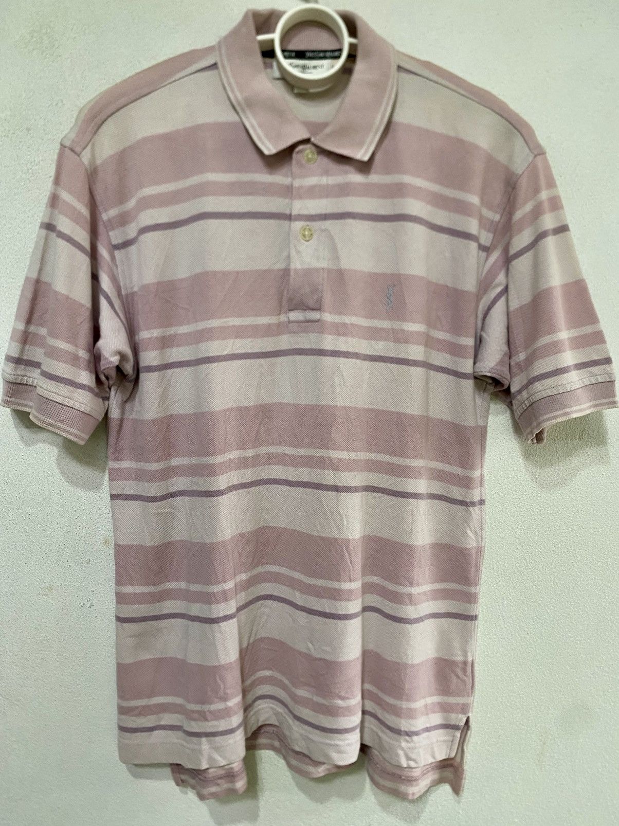 Japanese Brand × Yves Saint Laurent Yves Saint Laurent Striped Collar T Shirt Size US M / EU 48-50 / 2 - 1 Thumbnail