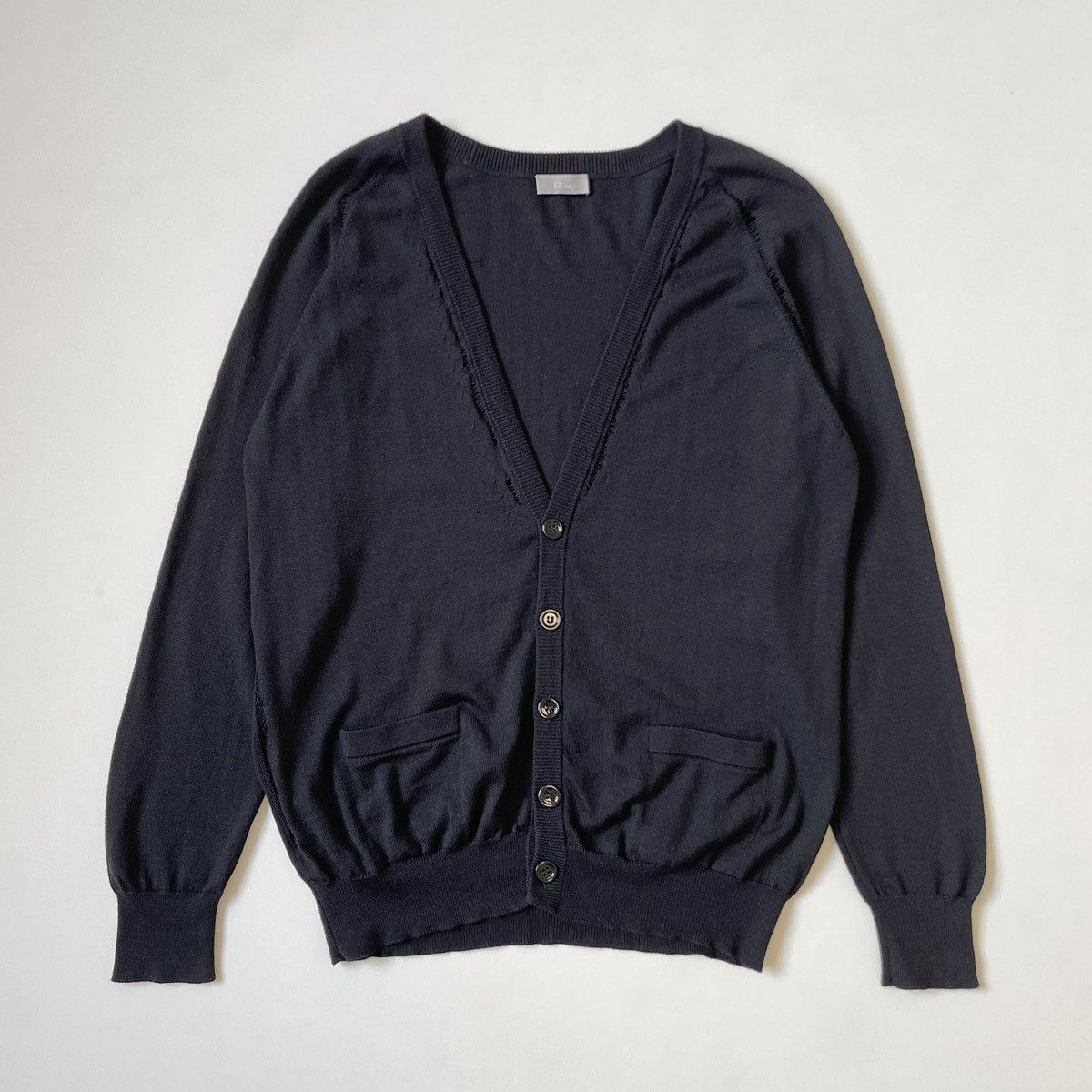 Dior × Hedi Slimane A/W 06 Black Distressed Wool Cardigan Size US M / EU 48-50 / 2 - 15 Thumbnail