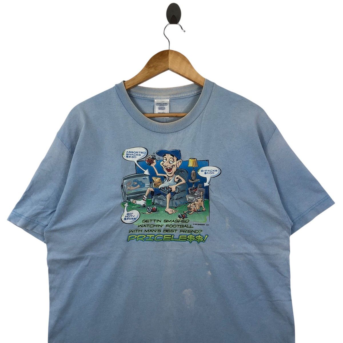 Vintage Vintage 90s Cartoon Gettin Smashed Watchin Football TShirt Size US L / EU 52-54 / 3 - 2 Thumbnail