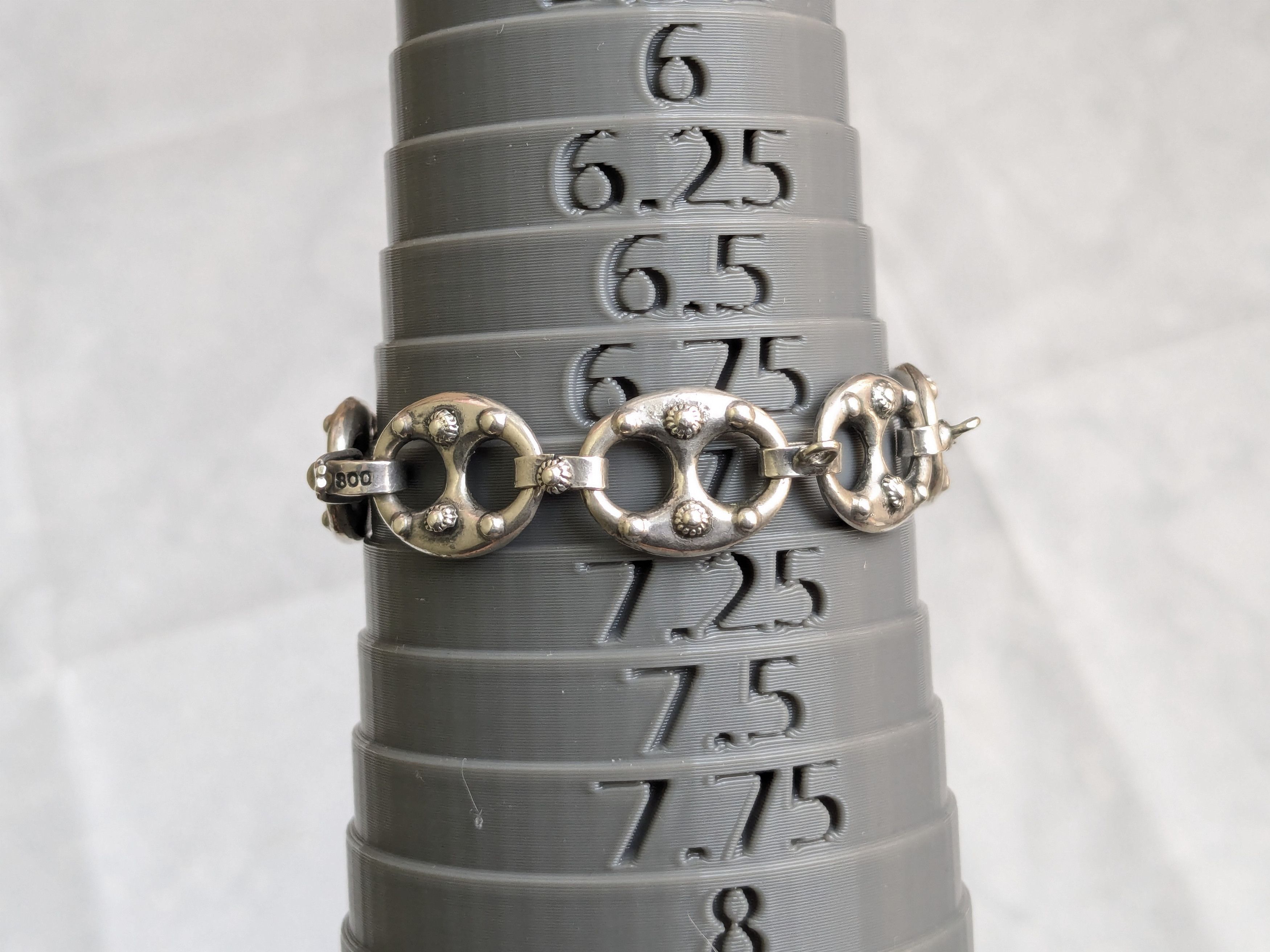 Jewelry .800 Silver Bracelet Anchor Mariner Puffy Hollow 7.25" Size ONE SIZE - 18 Thumbnail