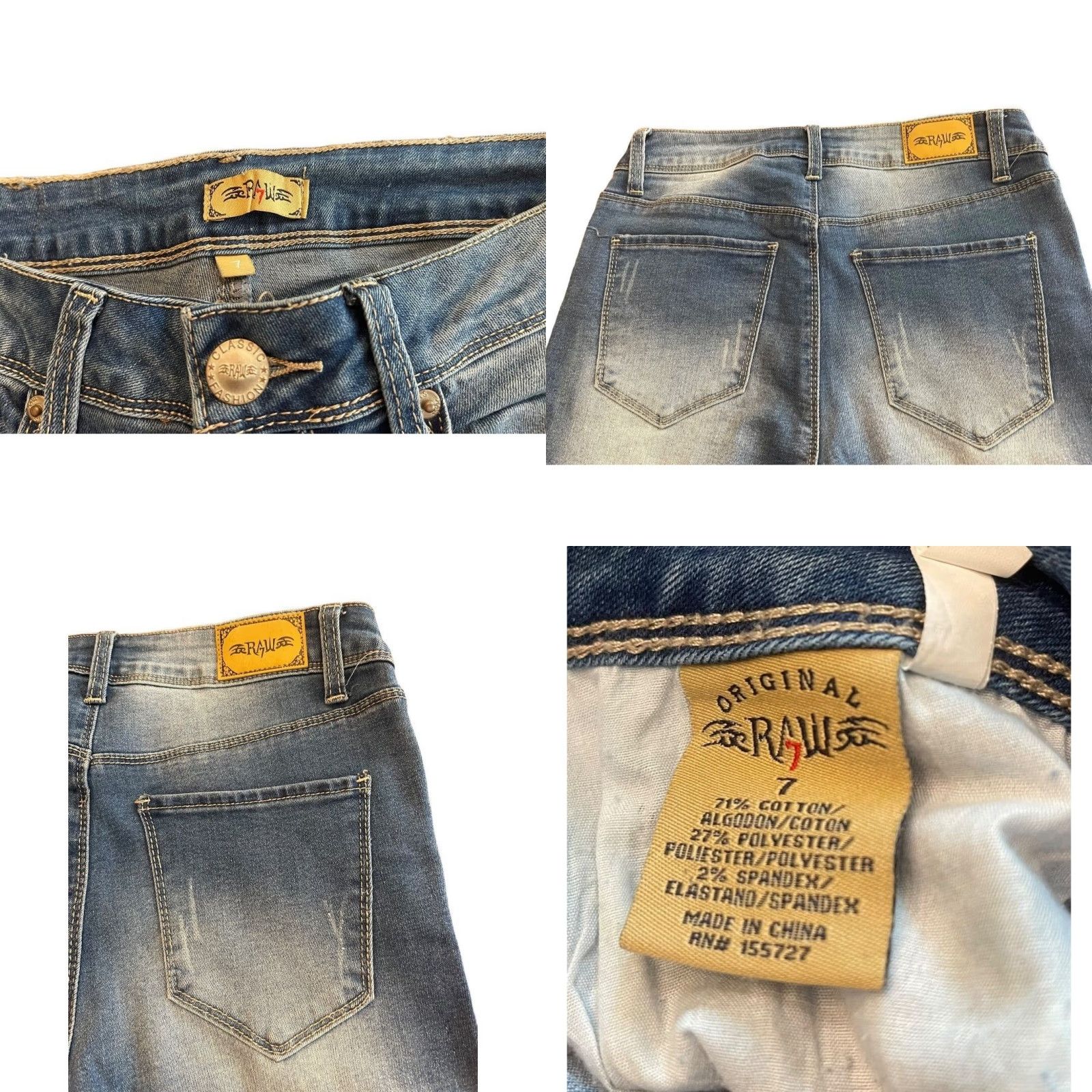 Vintage RAW 7 Jeans Distressed Skinny Jeans Stretch Denim Juniors Womens Size 28" / US 6 / IT 42 - 8 Thumbnail