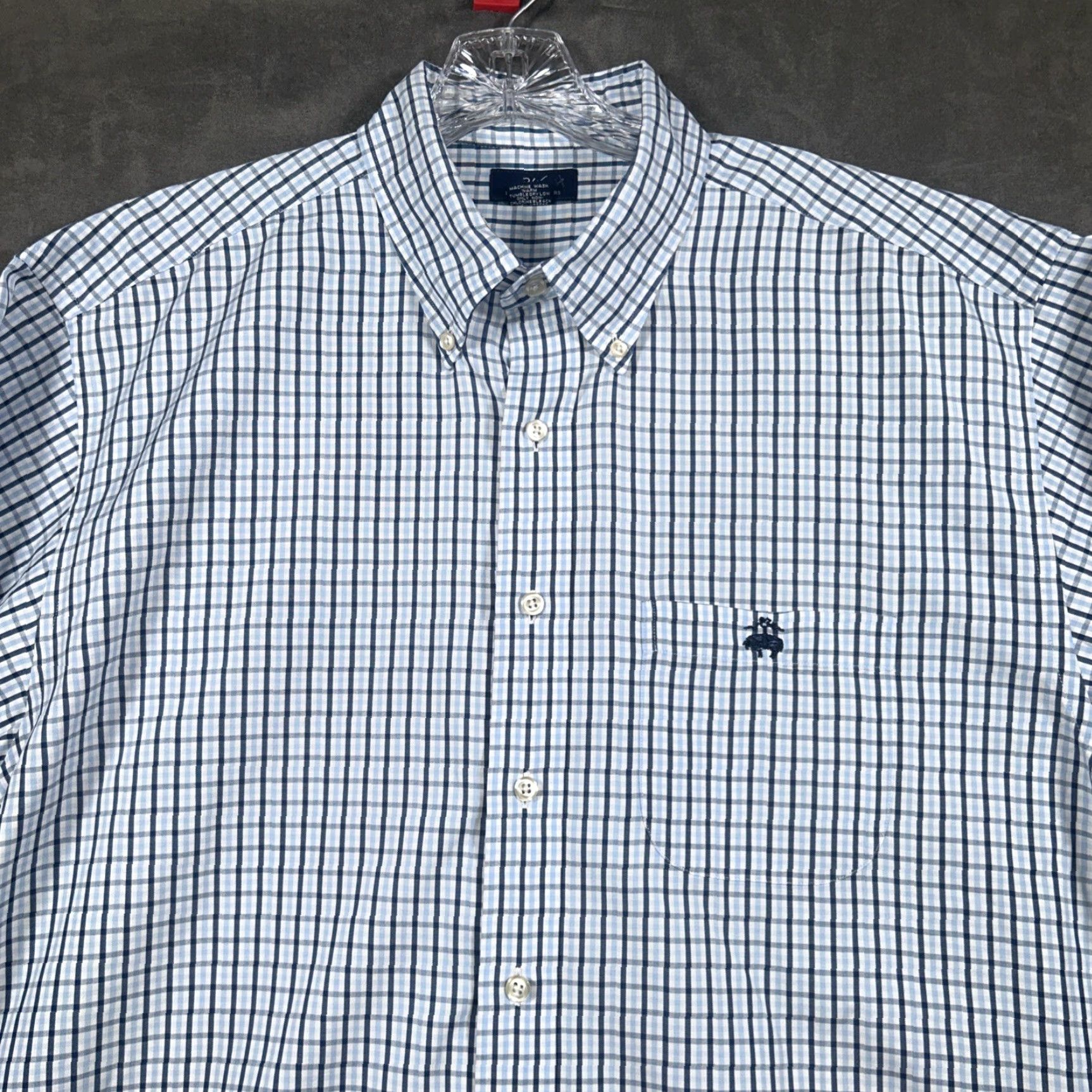 Brooks Brothers Brooks Brothers 346 Shirt Mens XL Blue Check Button Down Long Sleeve Size US XL / EU 56 / 4 - 2 Thumbnail