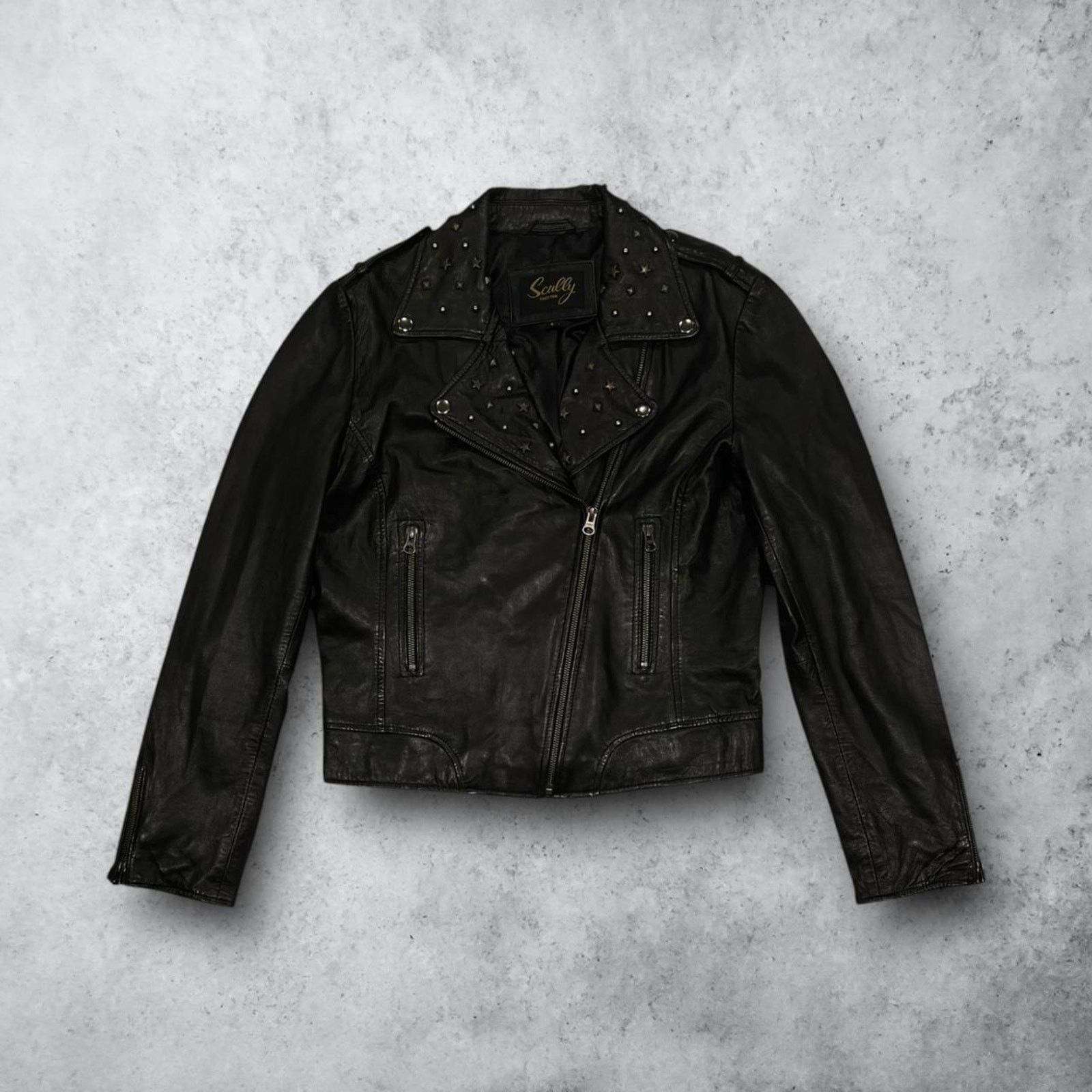 Other Scully Black Leather Studded Moto Biker Style Jacket Size S / US 4 / IT 40 - 1 Thumbnail