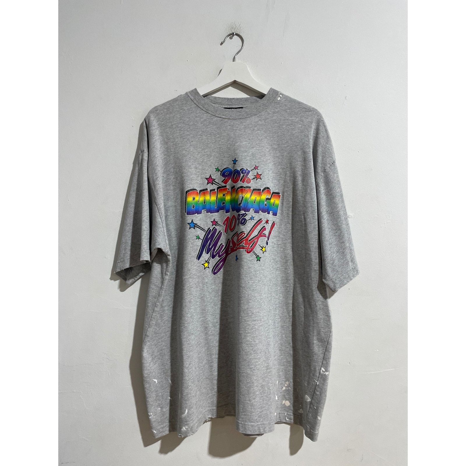 Balenciaga BALENCIAGA GREY 90% 10% MYSELF TEE SIZE MEDIUM PREOWNED Size US M / EU 48-50 / 2 - 1 Thumbnail