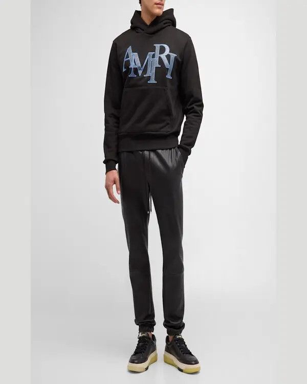 Amiri o1s1wg110525 Crystal Staggered Logo Hoodie in Black Size US XL / EU 56 / 4 - 5 Thumbnail