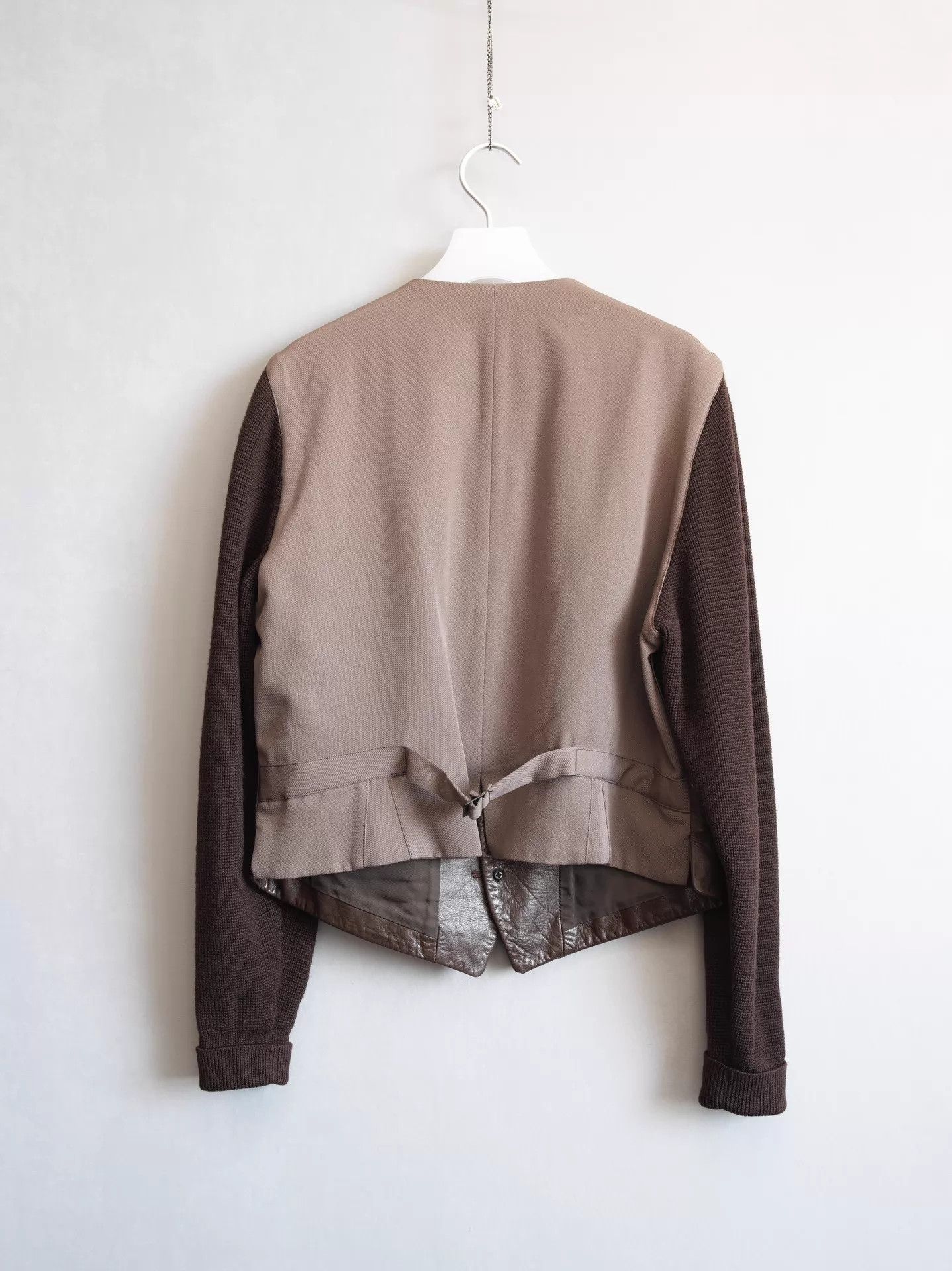 Yohji Yamamoto Yohji Yamamoto 91AW Knit Leather Panel Short Jacket Size US S / EU 44-46 / 1 - 5 Thumbnail
