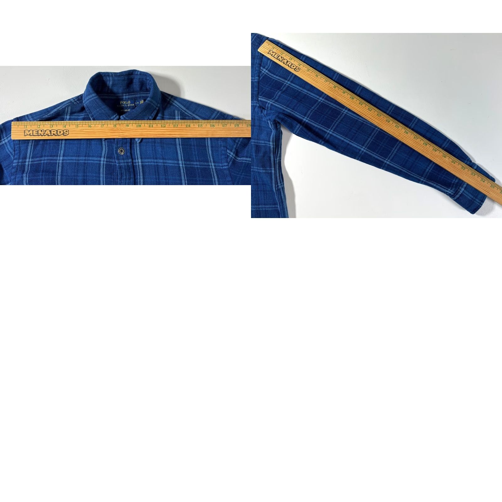 Polo Ralph Lauren Polo Ralph Lauren Men's Button-Up Shirt L Long Sleeve Flannel Plaid Blue Elbow Patches Casual Vintage–Classic, Americana, Designer Mens Size US L / EU 52-54 / 3 - 9 Thumbnail