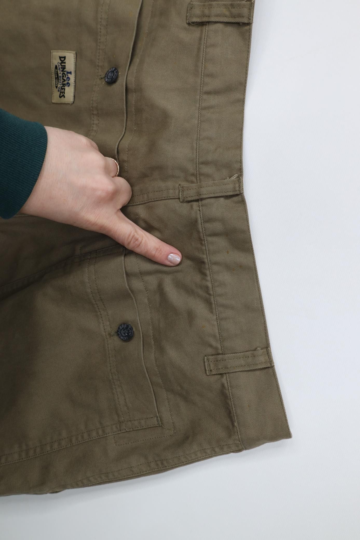 Lee Vintage 90s Y2K Lee Baggy Wide Leg Cargo Pants Green Cotton Size US 34 / EU 50 - 13 Thumbnail