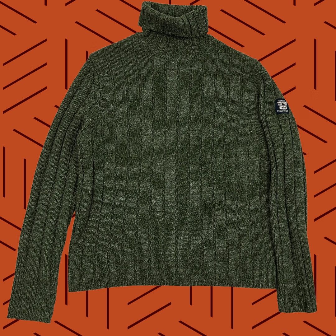 Abercrombie & Fitch VINTAGE Abercrombie & Fitch Muscle Sweater Mens L XL Green Lambswool Turtleneck Pullover Knit Size US L / EU 52-54 / 3 - 1 Thumbnail
