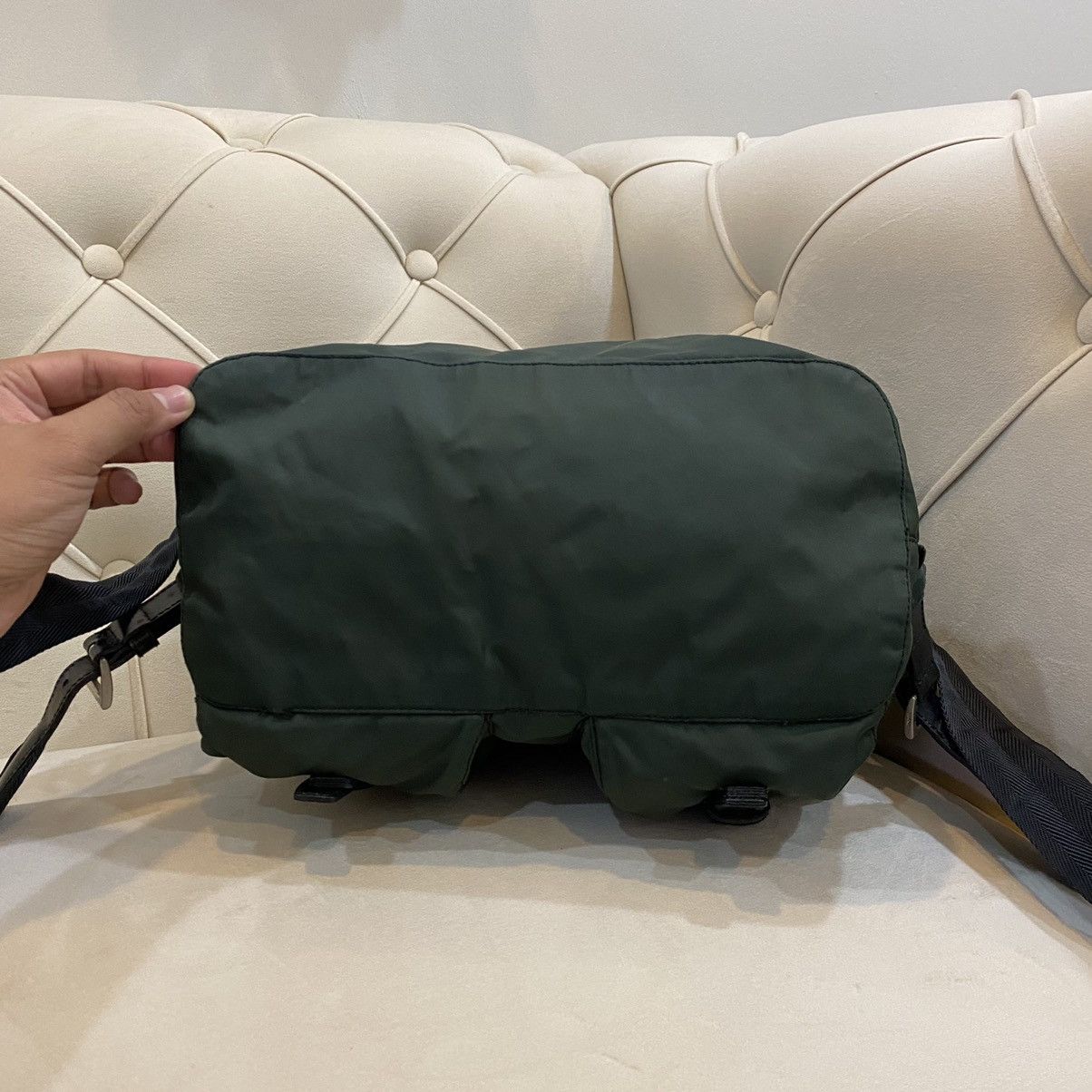 Prada × Vintage Vintage Prada Green Nylon Vela Backpack Size ONE SIZE - 10 Thumbnail