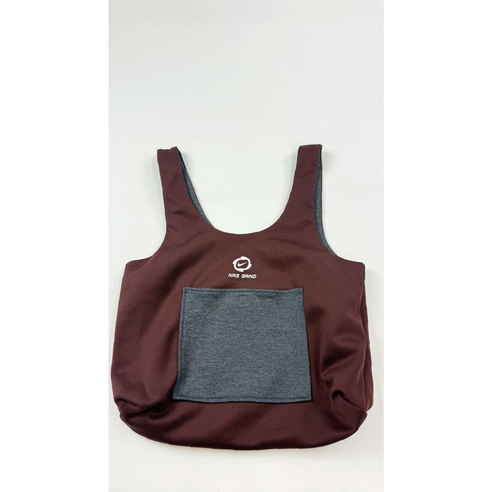 Nike Nike Grind Looptworks Tote Bag - Move To Zero Recycled Upcycled Burgundy Gray Tote, 17x14, Women, Large, Red Straps, Jersey Exterior, Gray Lining Size ONE SIZE - 6 Thumbnail