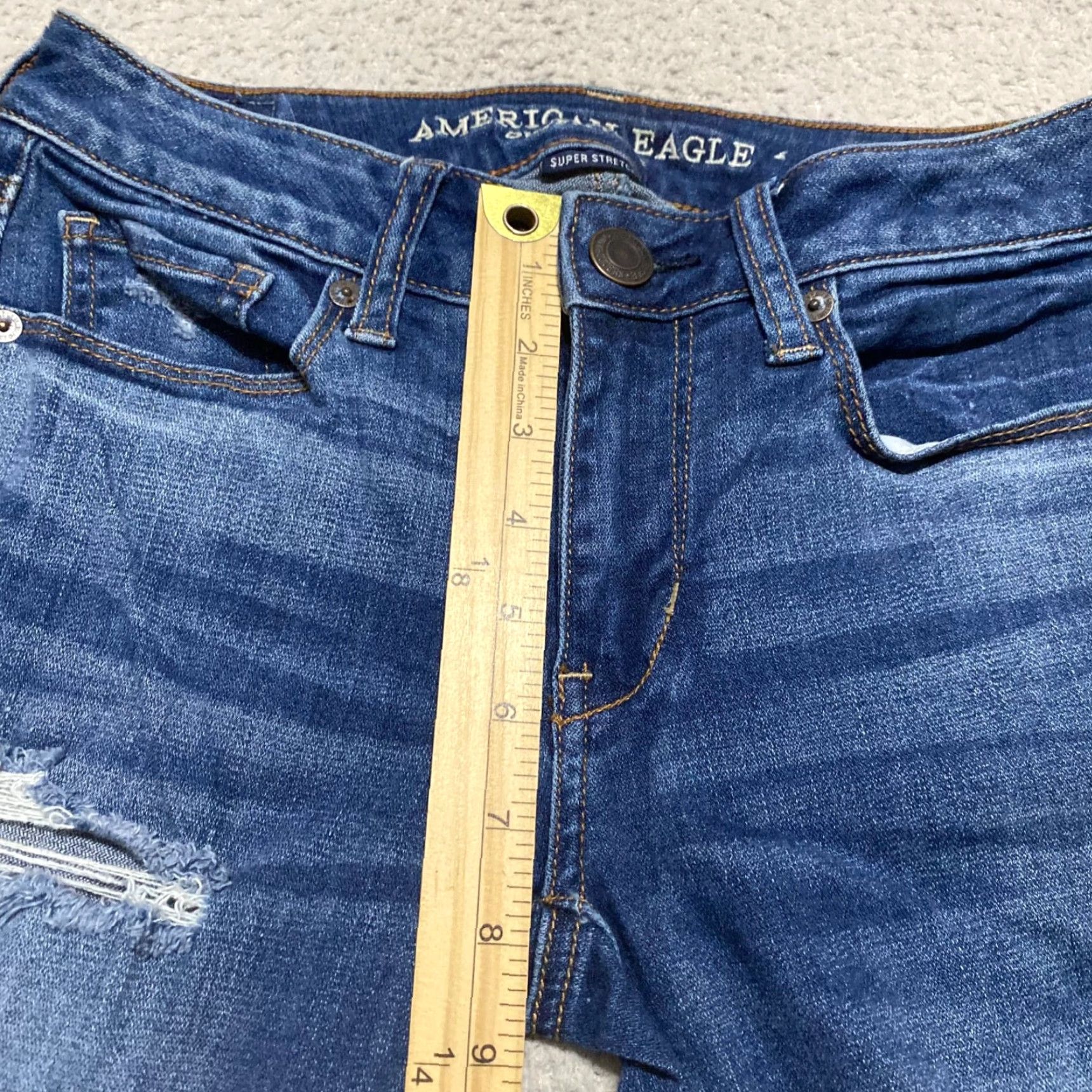 American Eagle Outfitters American Eagle Outfitters Jeans Womens 2 Blue Denim Dark Wash Distressed Skinny Low Rise Color Blue 5-Pocket Stretch Size 26" / US 2 / IT 38 - 7 Thumbnail