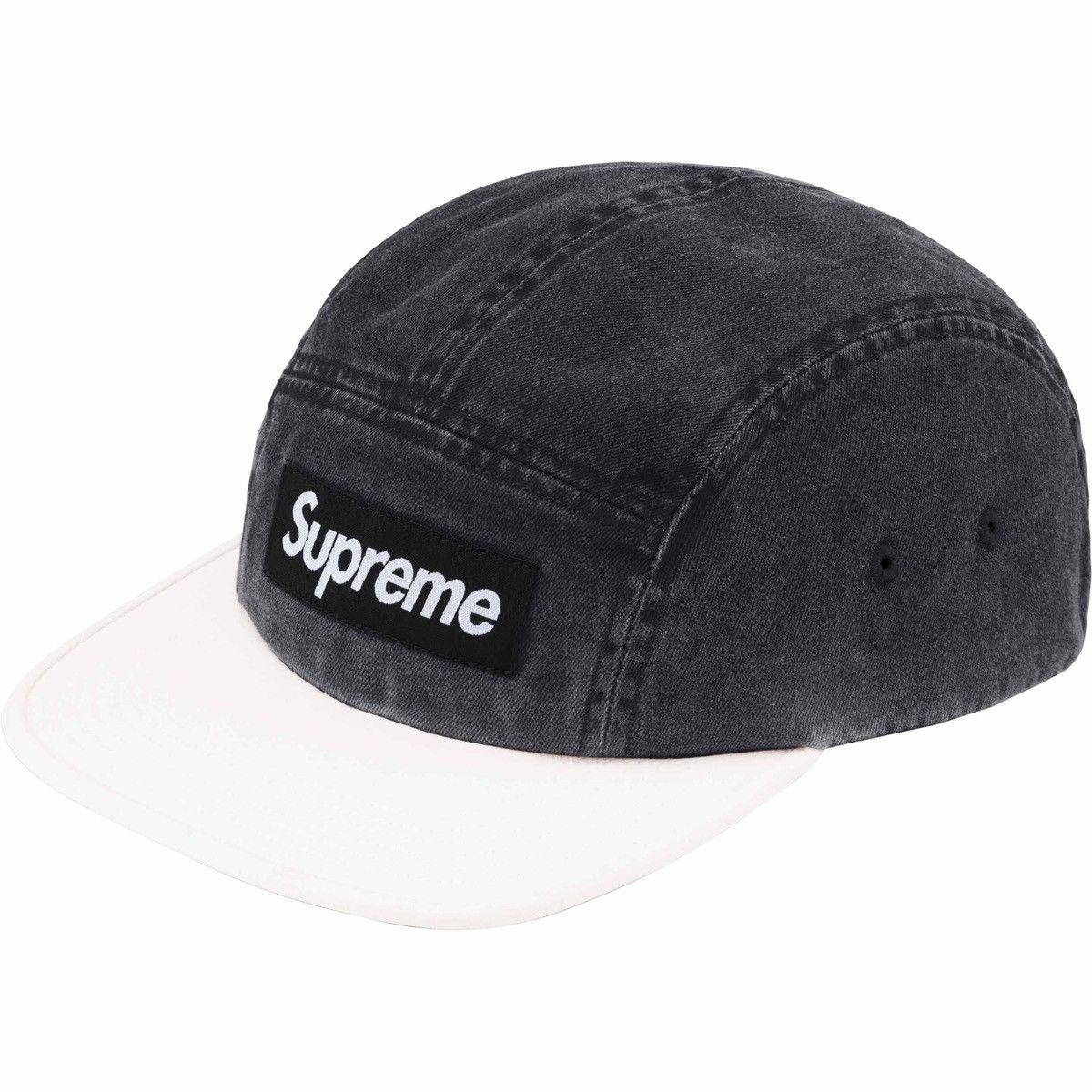 image of Supreme Pigment 2 Tone Camp Cap in Black White, Men's