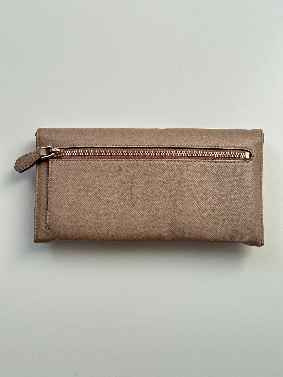 Prada Prada Saffiano Leather Triangle Logo Long Wallet Light Pink Size ONE SIZE - 6 Thumbnail