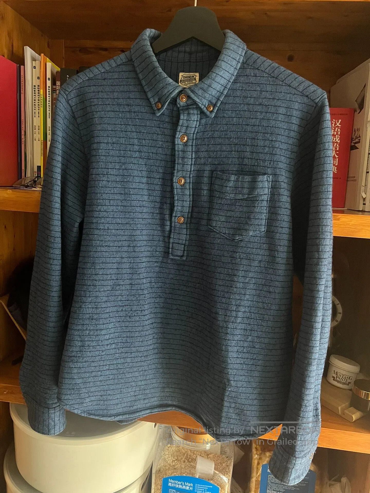 Tenderloin Vintage Indigo Dyed Wool Pullover Shirt. Size US M / EU 48-50 / 2 - 3 Thumbnail
