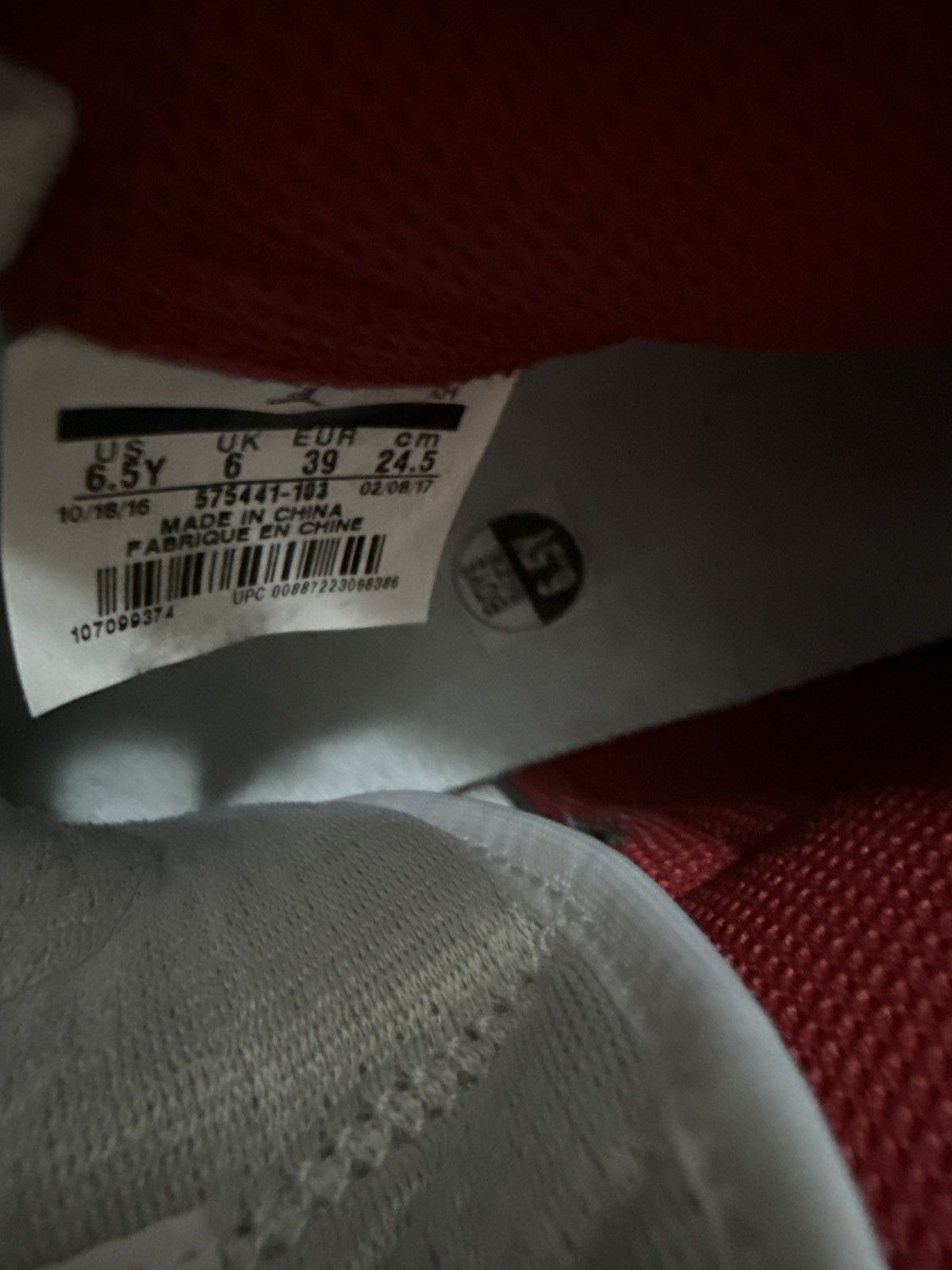 Jordan Brand × Nike Air Jordan 1 Metallic red size 6.5 (2017) Size US 6.5 / EU 39-40 - 6 Thumbnail