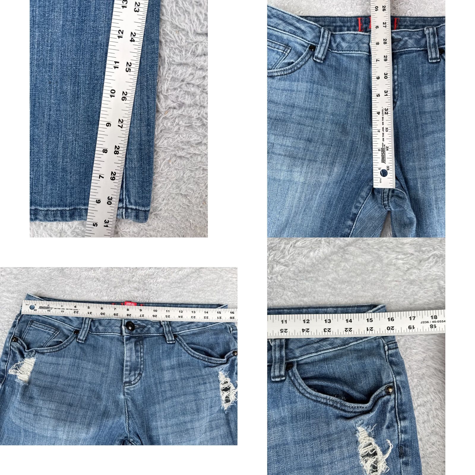Vintage VINTAGE ELLE Jeans Womens 8 Blue Denim Bootcut Distressed Low Rise Cotton Blend 30x31 Slimming Stretch Regular 5-Pocket Design Boots Size 30" / US 8 / IT 44 - 8 Thumbnail