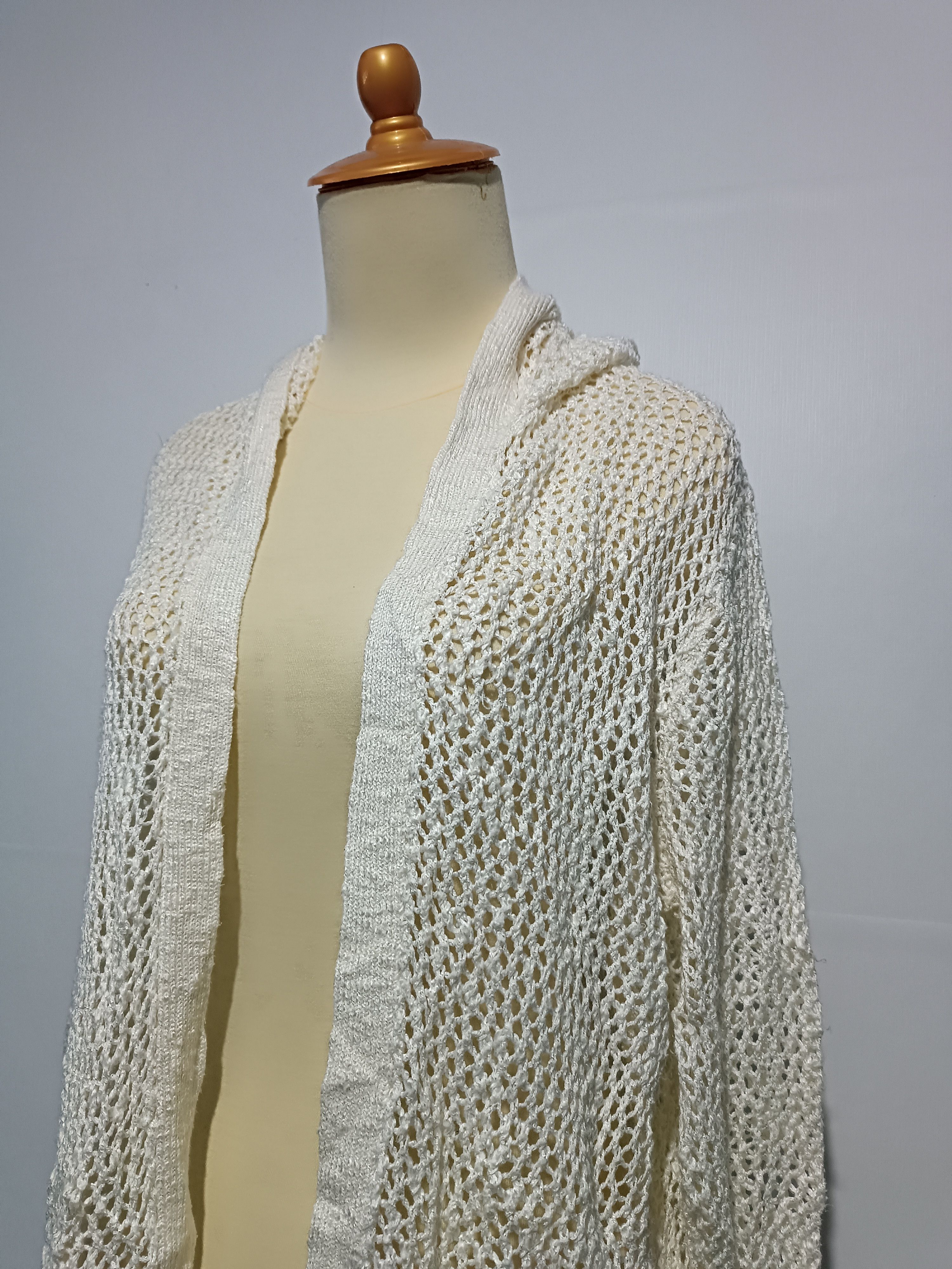 Japanese Brand × Who A.U. Who.A.U Spider Web Knit Hoodie Cardigan Beige Color Size M / US 6-8 / IT 42-44 - 2 Thumbnail