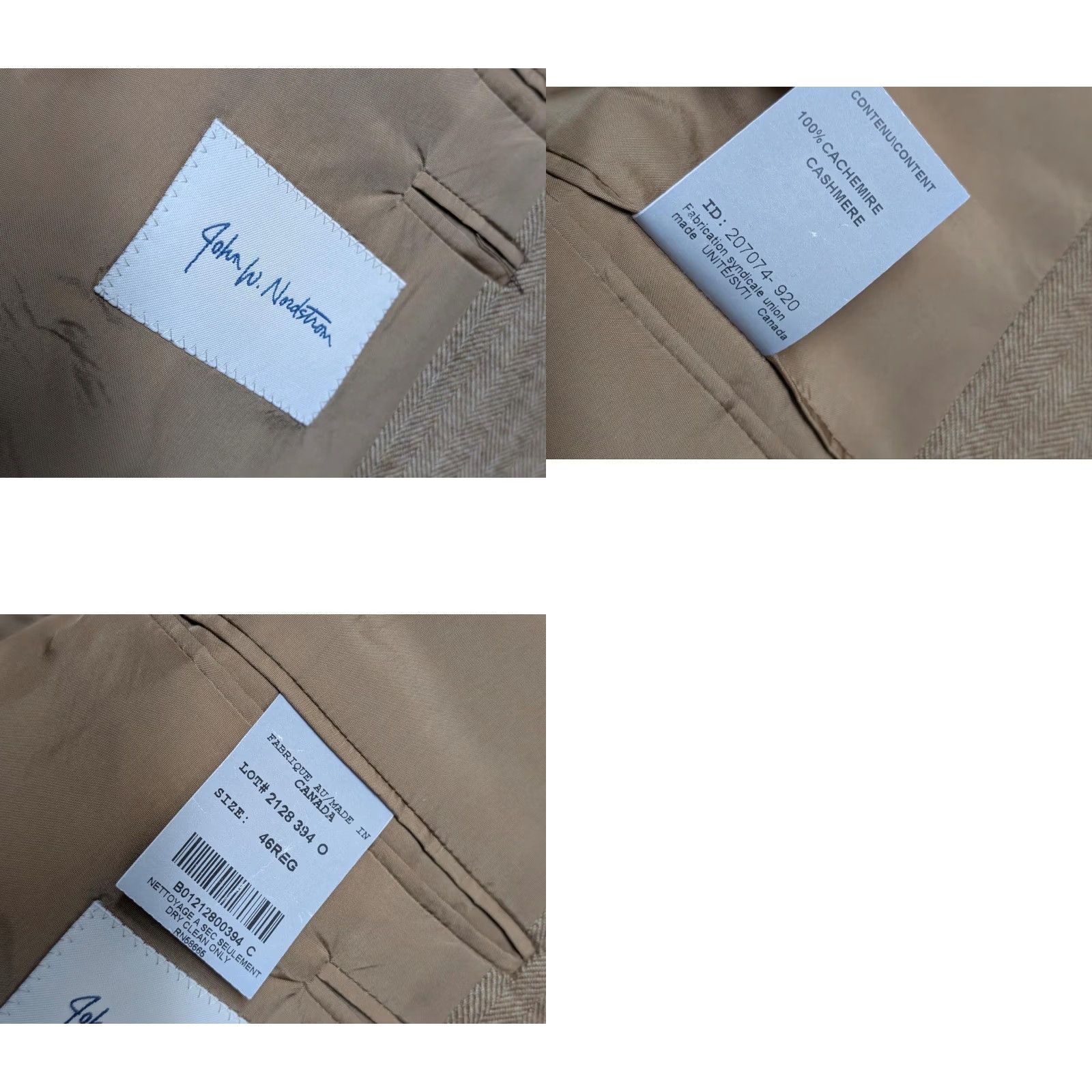 Nordstrom NORDSTROM blazer LORO PIANA cashmere herringbone tan brown jacket 46R Size 46R - 8 Thumbnail