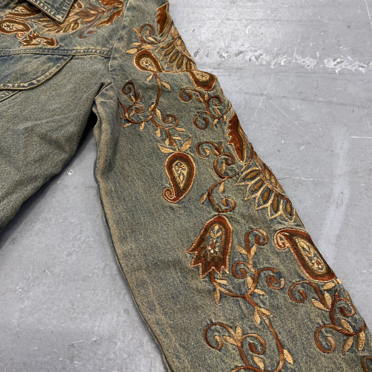 Japanese Brand × Kapital × Vintage Vtg 80s 90s Gordon & James Embroidered Damask Denim Jacket Size M / US 6-8 / IT 42-44 - 6 Thumbnail