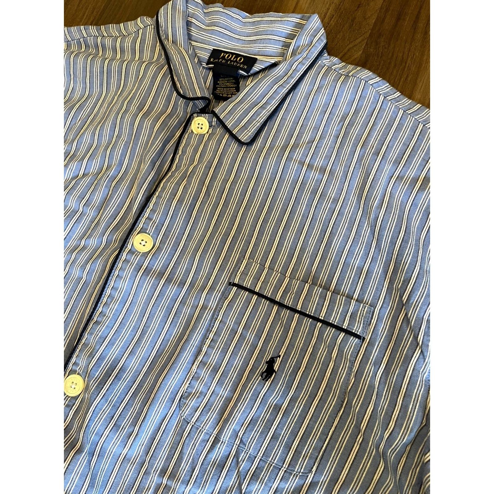 Polo Ralph Lauren Polo Ralph Lauren Mens Large Sleepshirt Plaid Blue White Casual Pajama Top Size US L / EU 52-54 / 3 - 4 Thumbnail