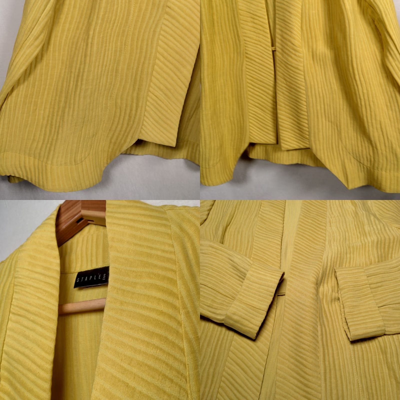 Vintage Lagenlook Blouse Cardigan One Size Linen Silk Gold Ribbed Long Sleeve Band Neck Gold Women Regular Earthy Natural Fall Spring Winter Gently Used Size ONE SIZE - 10 Thumbnail