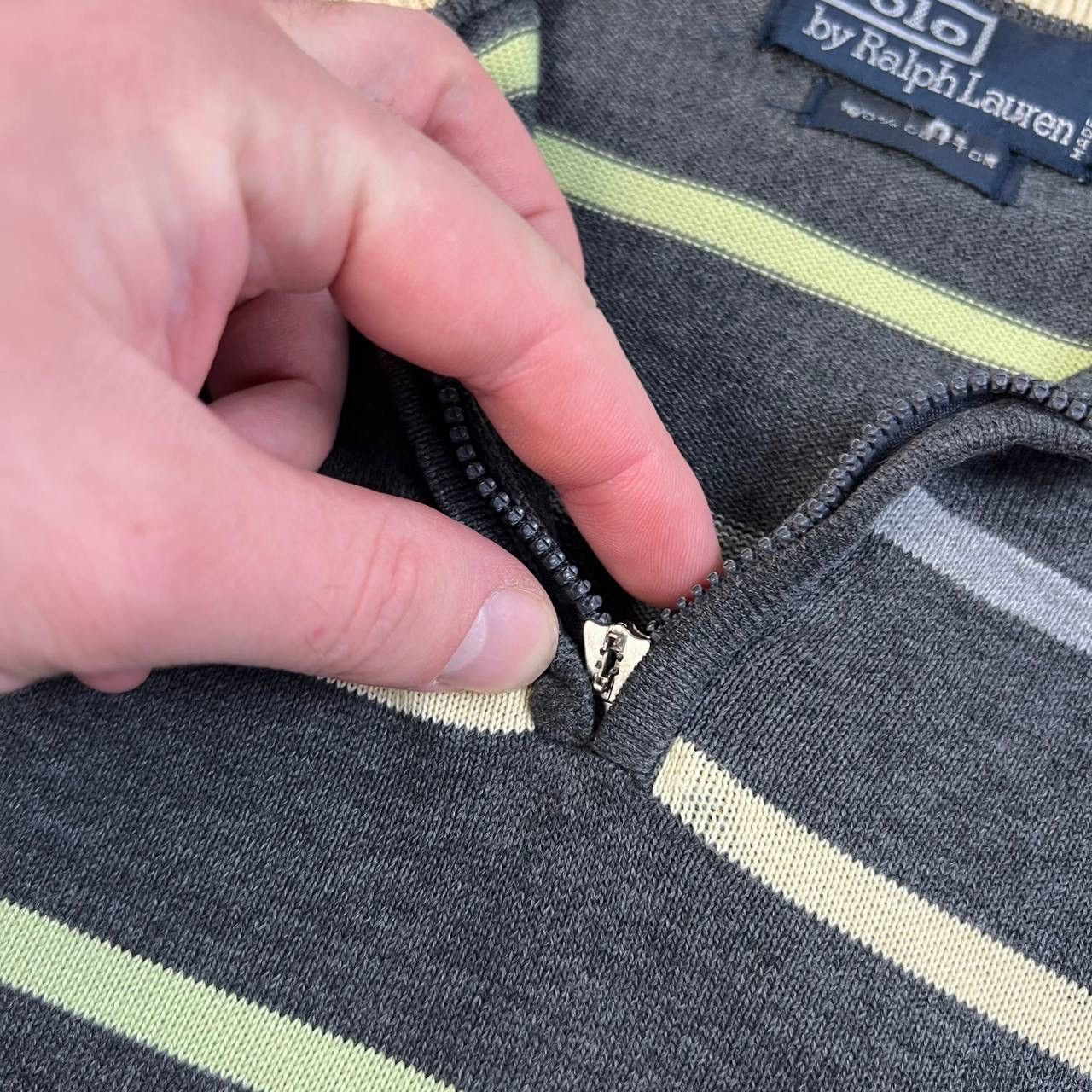 Polo Ralph Lauren Luxury Vintage Striped Quarter Zip Sweater