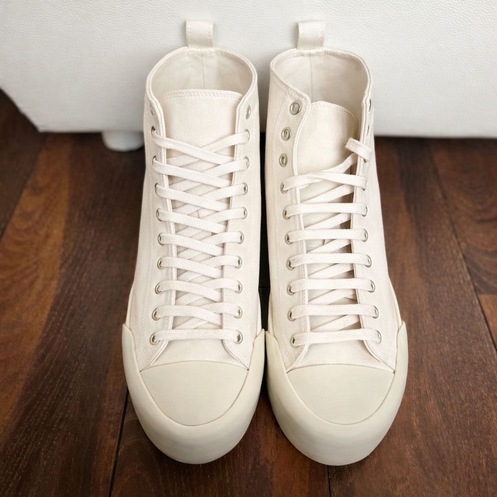 Jil Sander Jil Sander Canvas High-Top Sneakers Off-White Size US 7 / EU 40 - 1 Thumbnail